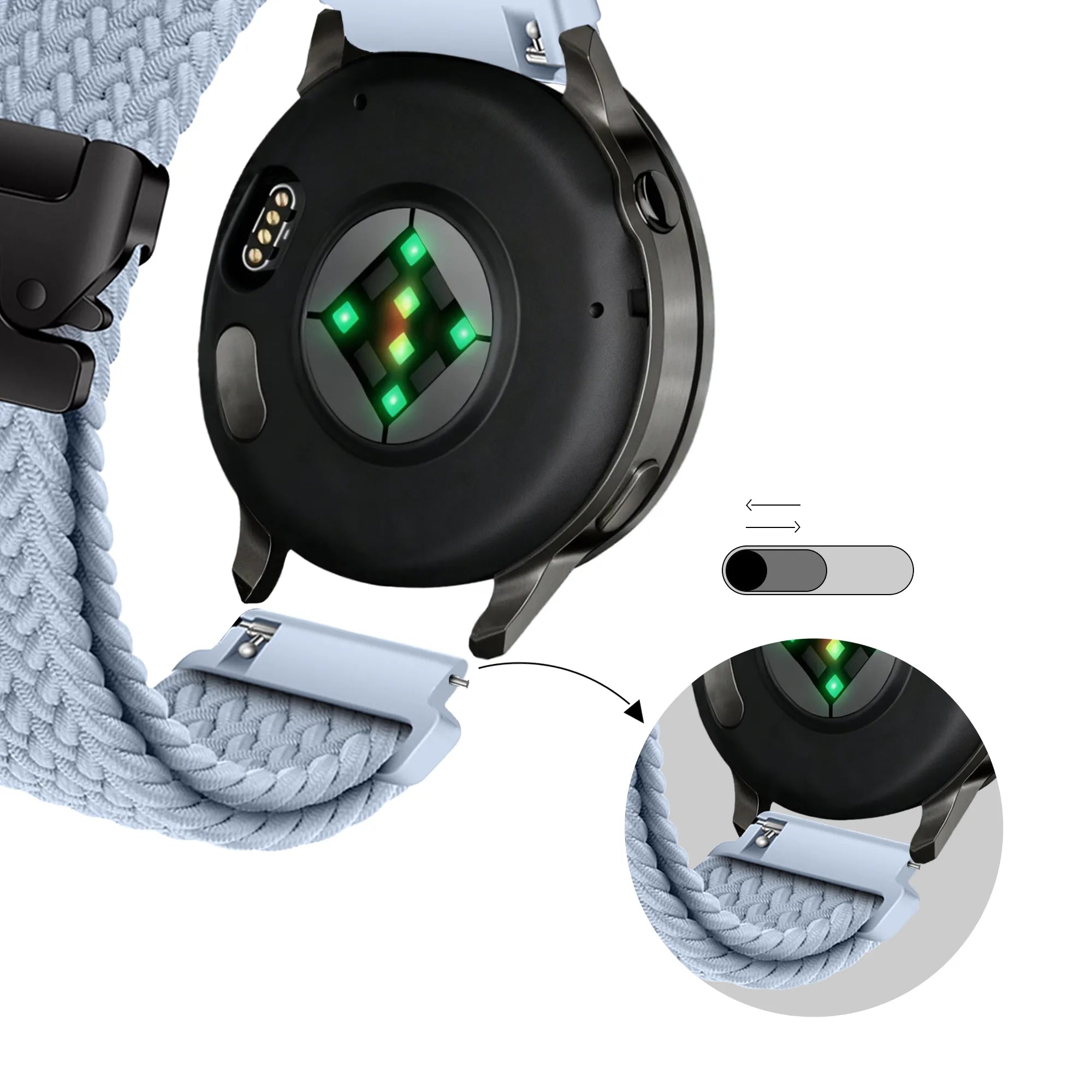 Bandz Garmin Forerunner 570 - 42mm gevlochten band 'Parachute' (lichtblauw)