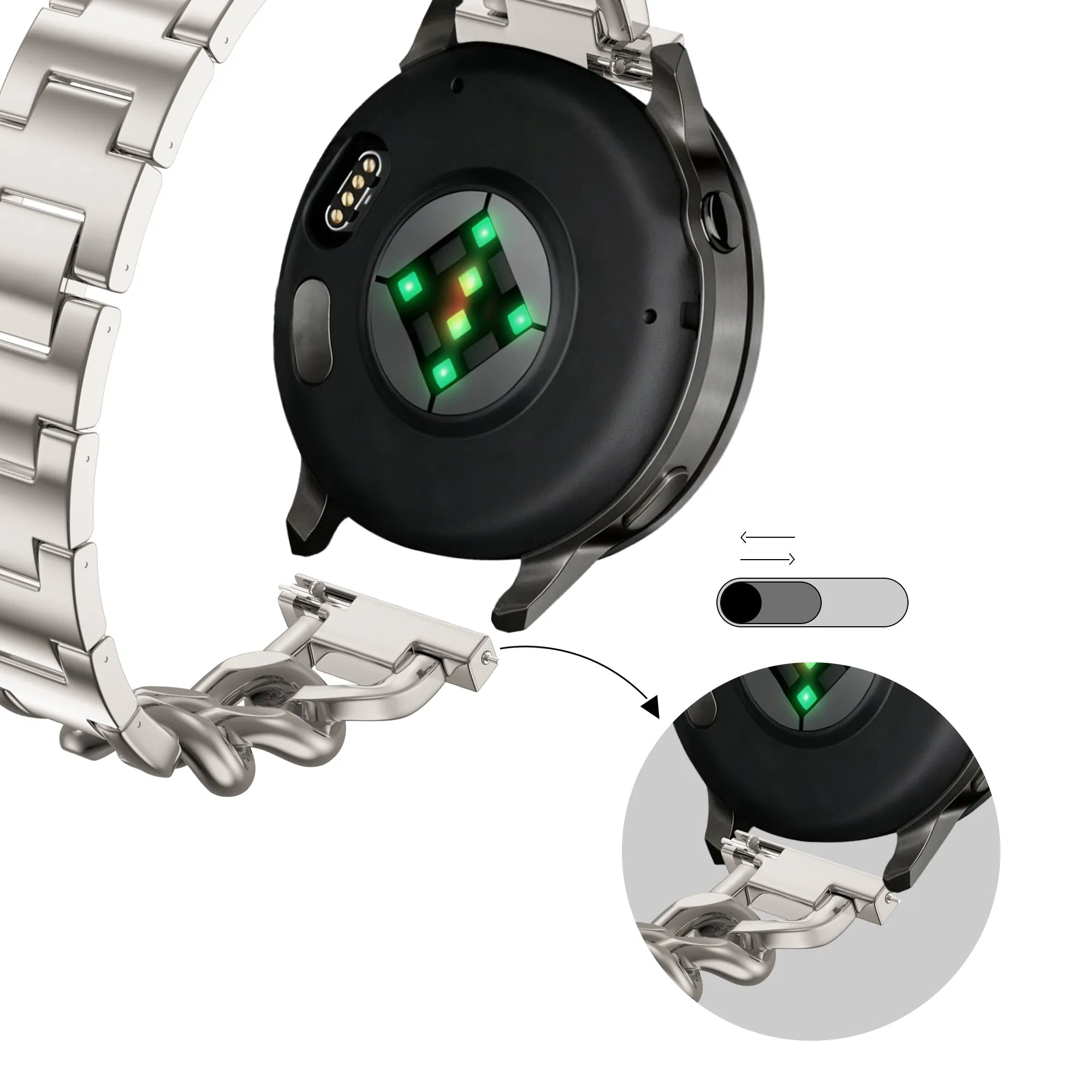 Bandz OnePlus Watch 3 - 43mm metalen band 'Chains' (sterrenlicht)