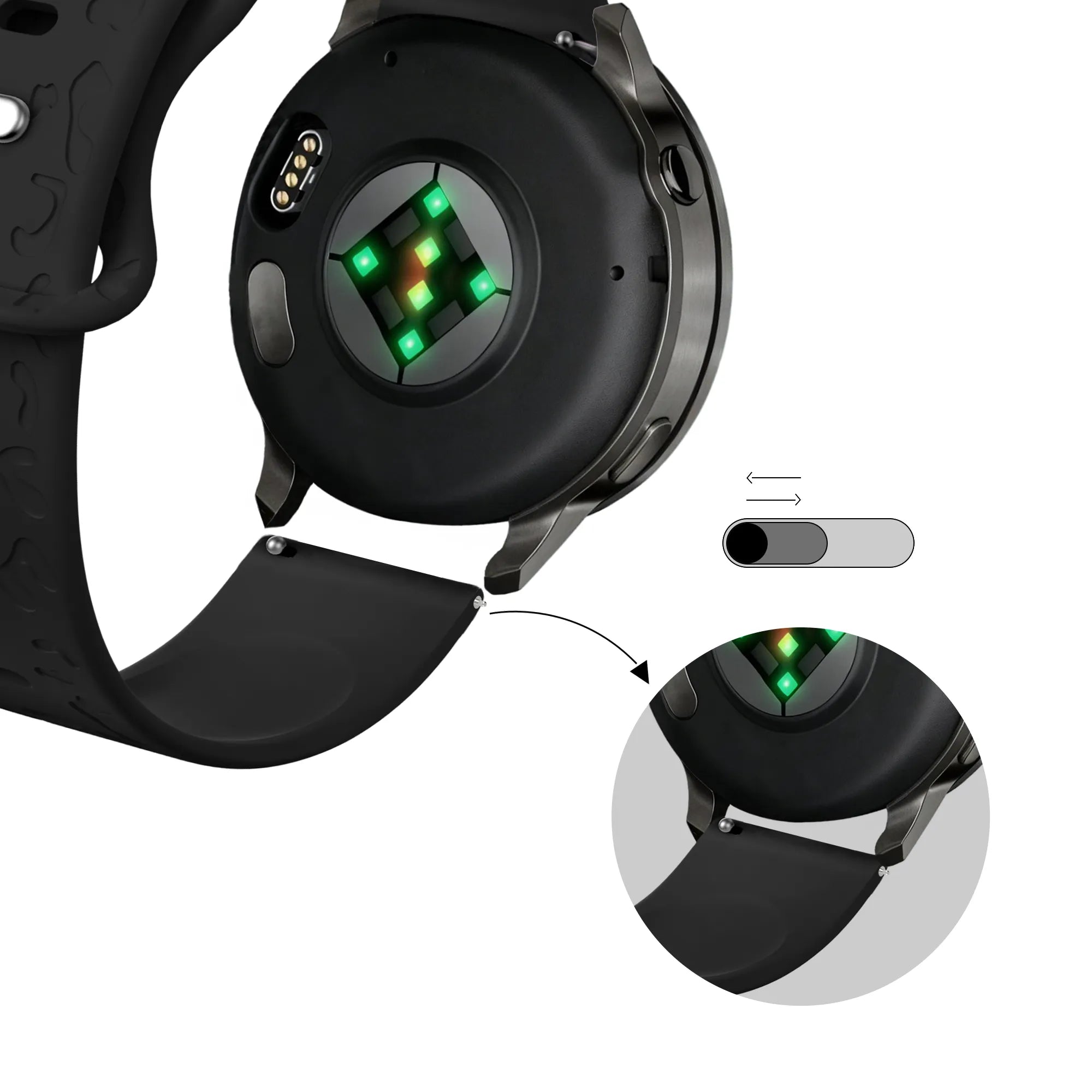 Bandz Garmin Forerunner 265s siliconen band 'Leopard' (zwart)