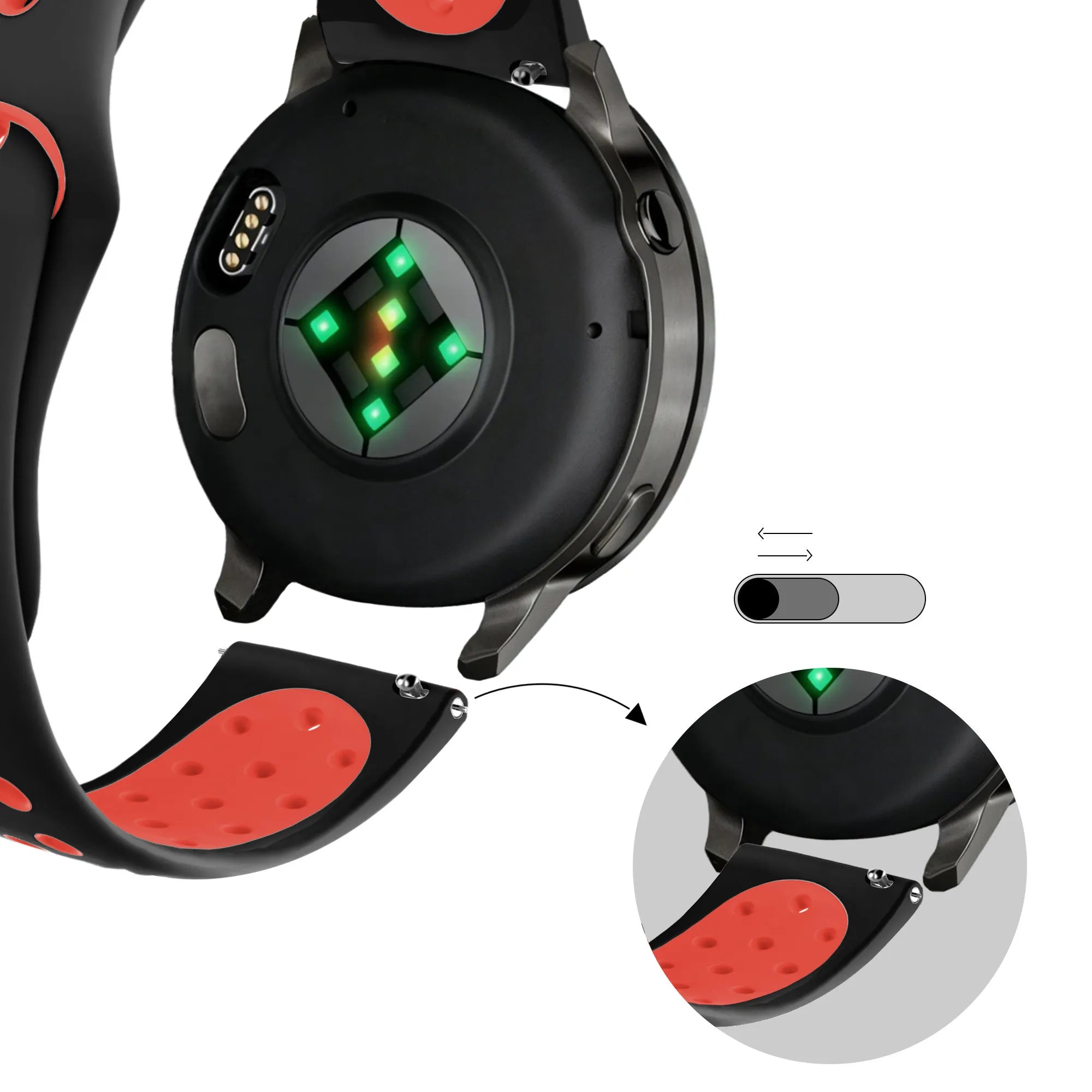 Bandz Garmin Approach S40 sport band 'Deluxe' (zwart/rood)