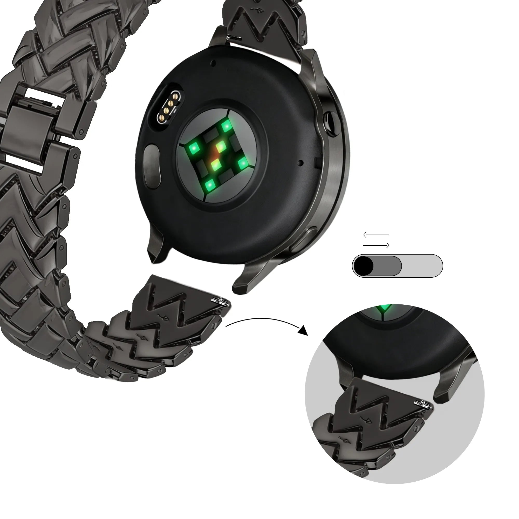 Bandz Huawei Watch GT 7 - 41mm metalen band 'V-type' (zwart)