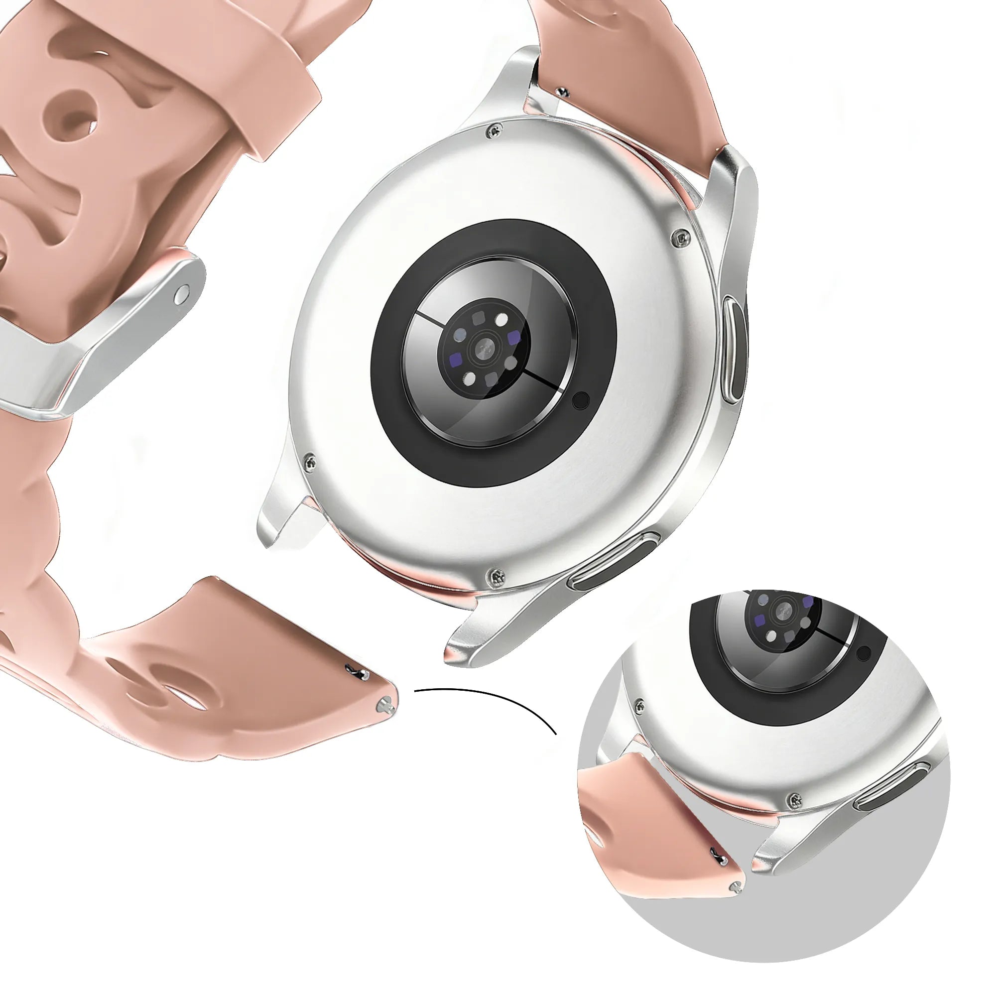 Bandz Huawei Watch GT 2 - 42mm siliconen band 'Chains' (roze)