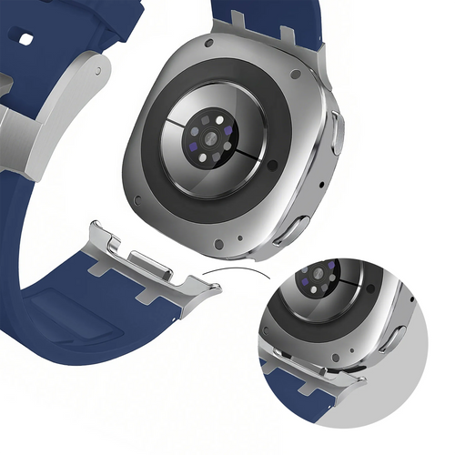 Bandz Samsung Galaxy Watch 8 - 44mm Silicone Strap 'Luxe Liquid' (Dark Blue)