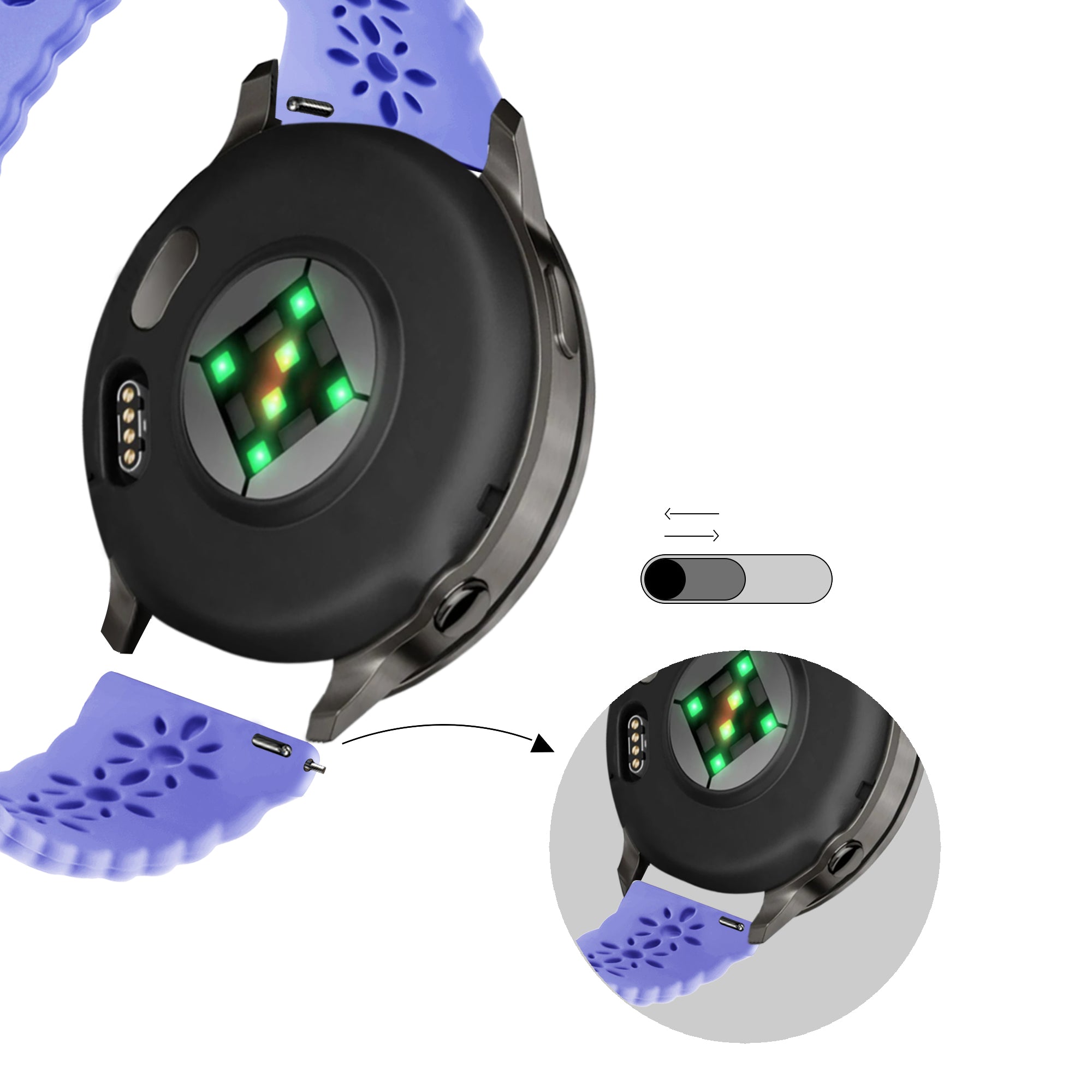 Bandz Garmin Vivoactive 5 Silicone Strap 'Lace' (Light Purple)