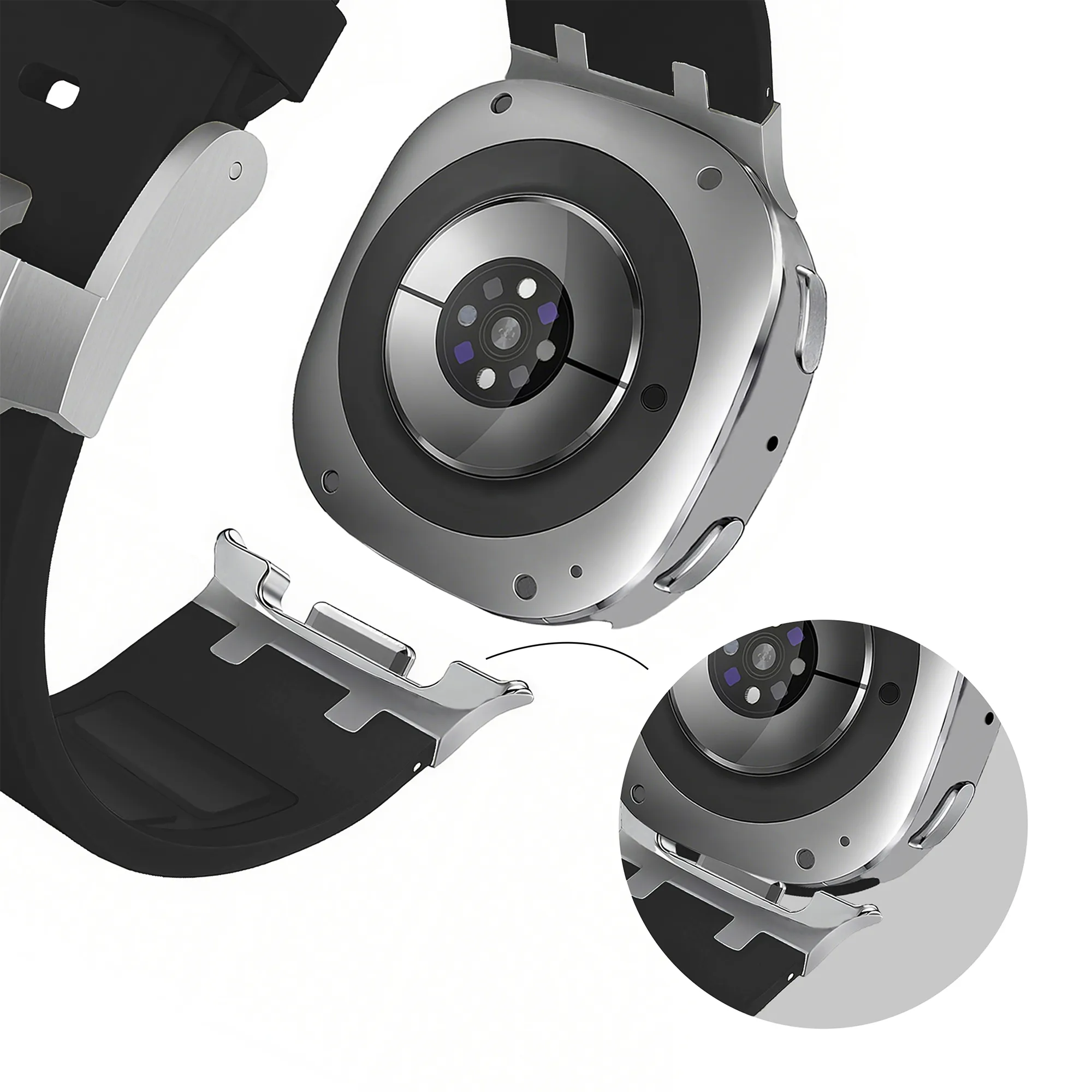 Bandz Samsung Galaxy Watch 8 - 44mm siliconen band 'Luxe Liquid' (zwart)