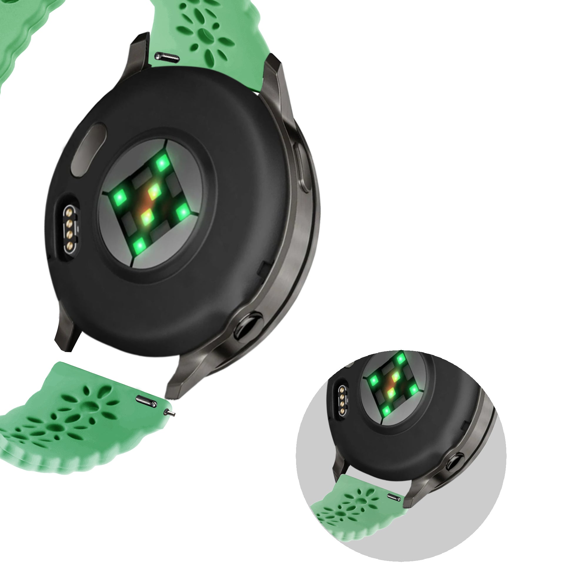 Bandz Garmin Forerunner 165 Silicone Strap 'Lace' (Light Green)