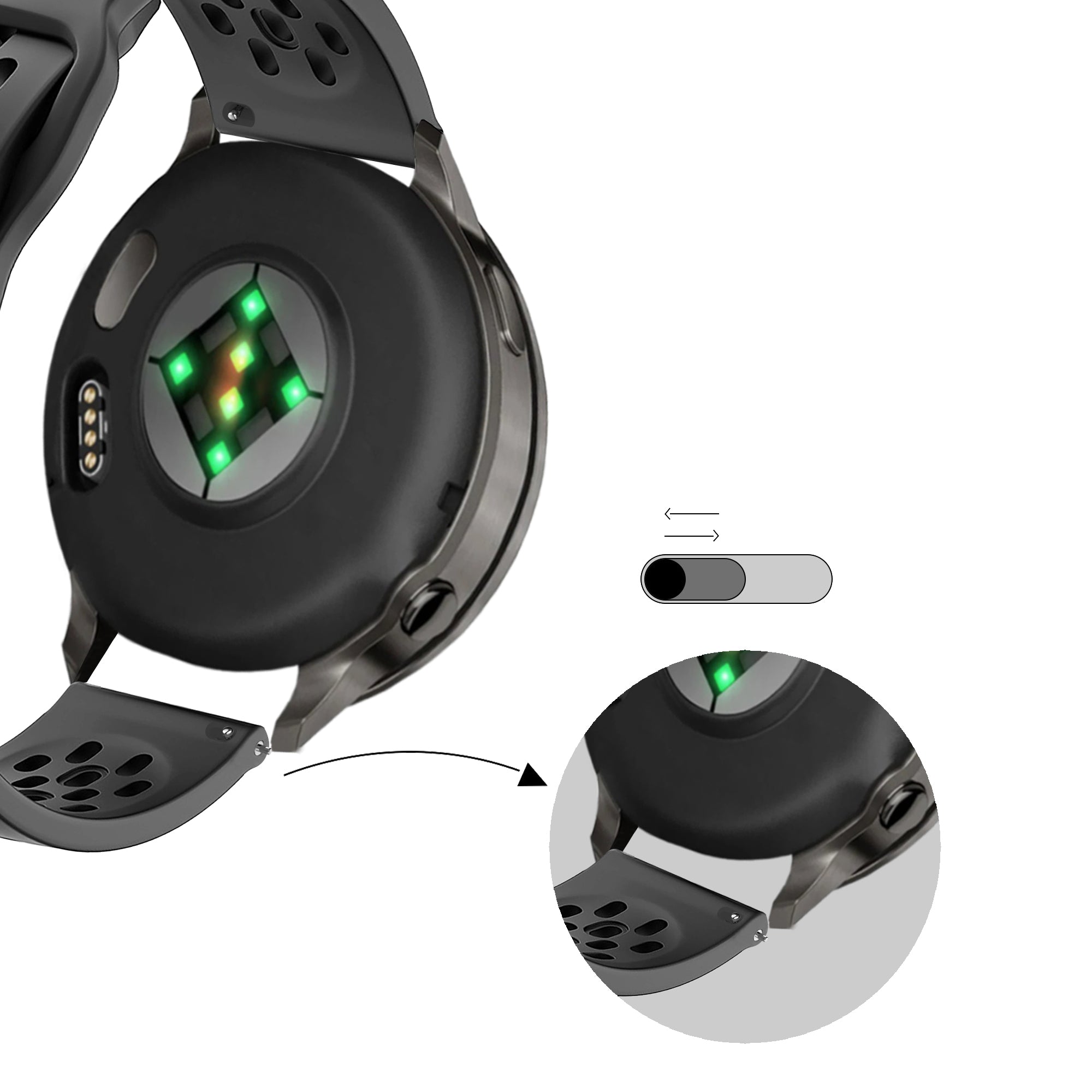 Bandz Garmin Venu 4 - 45mm siliconen band 'Air' (donkergrijs)