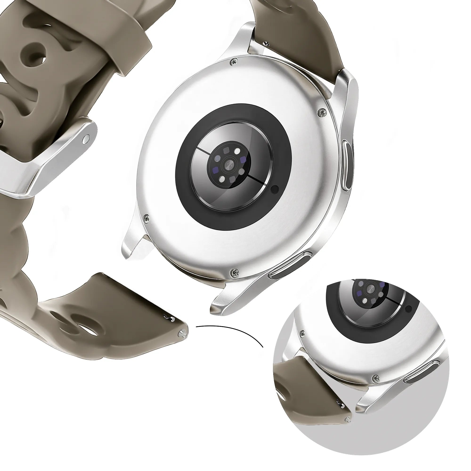 Bandz Samsung Galaxy Watch 5 - 44mm siliconen band 'Chains' (beige-bruin)