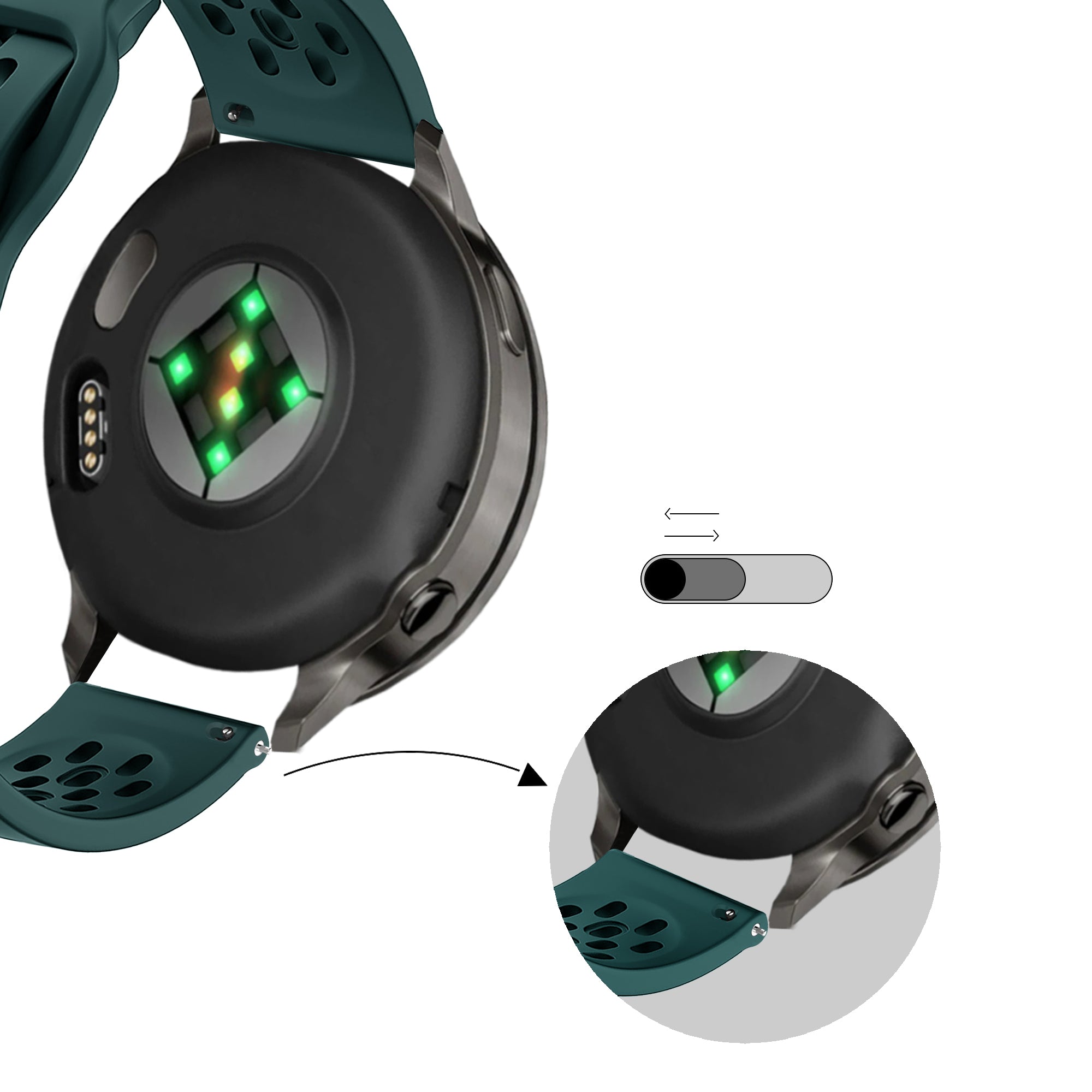Bandz Garmin Forerunner 265 siliconen band 'Air' (donkergroen)