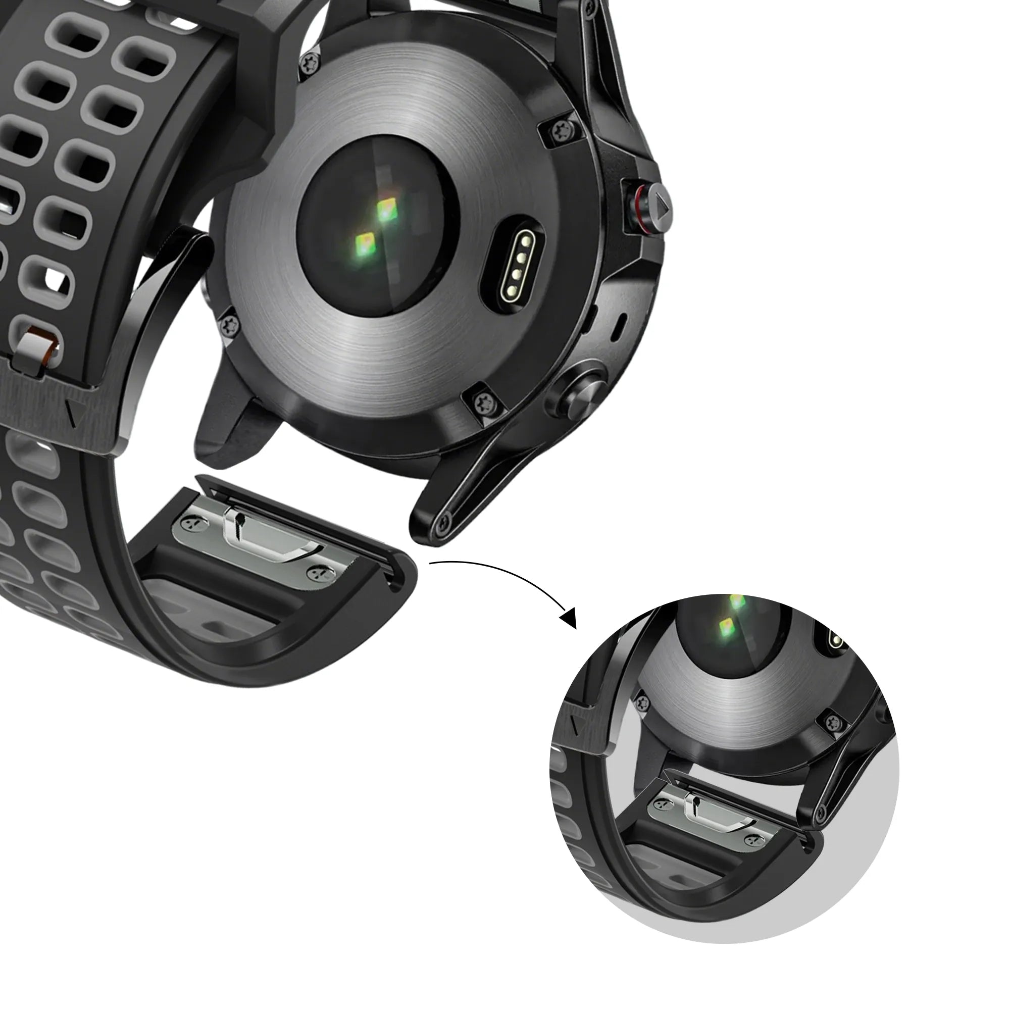 Bandz Garmin Fenix 7x Buckled Sport Strap (Black/Grey)