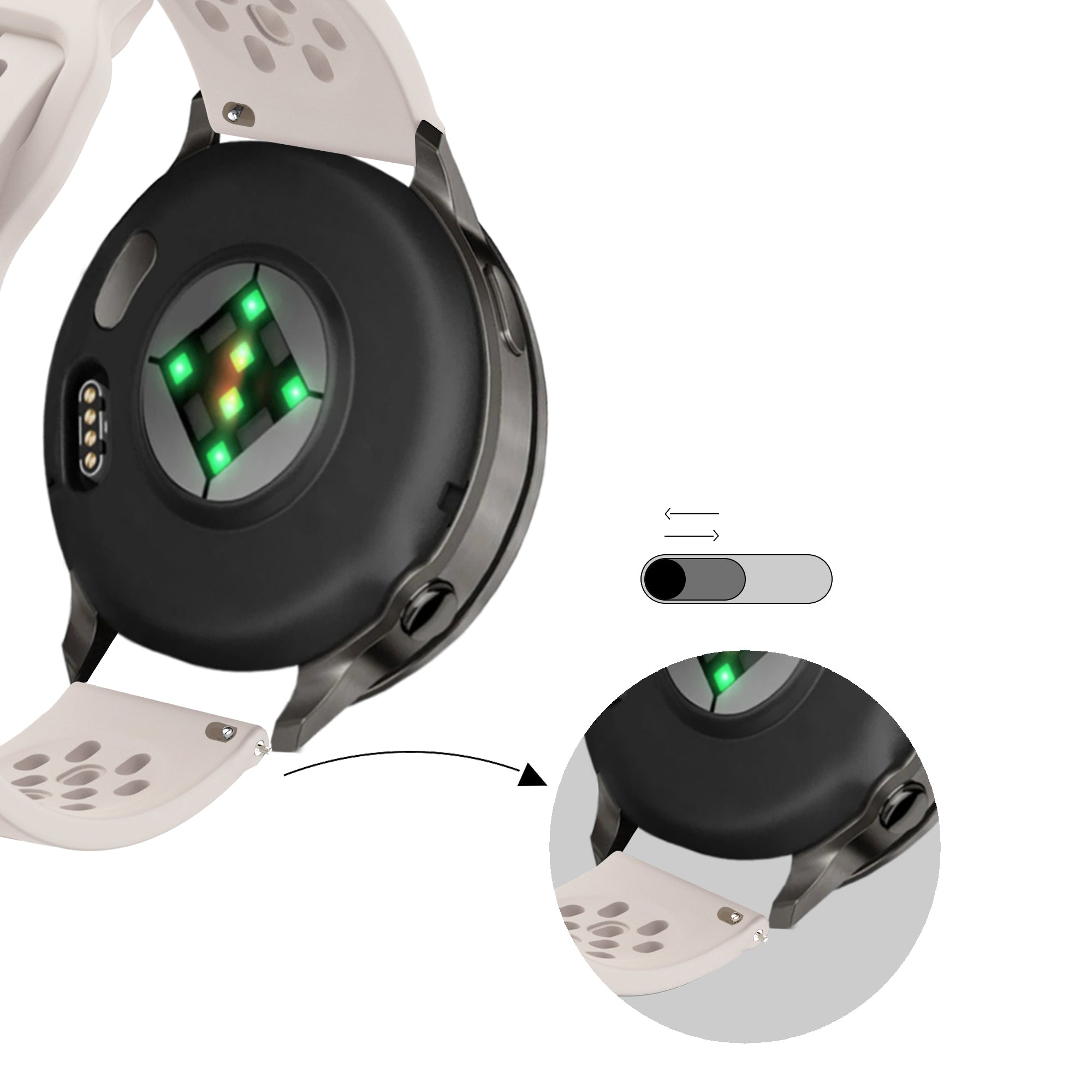 Bandz Garmin Approach S42 siliconen band 'Air' (sterrenlicht)