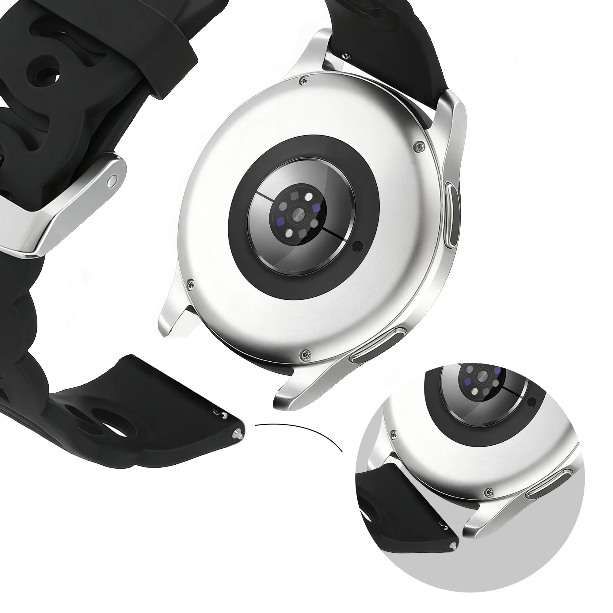 Bandz Huawei Watch GT 2 - 42mm siliconen band 'Chains' (zwart)