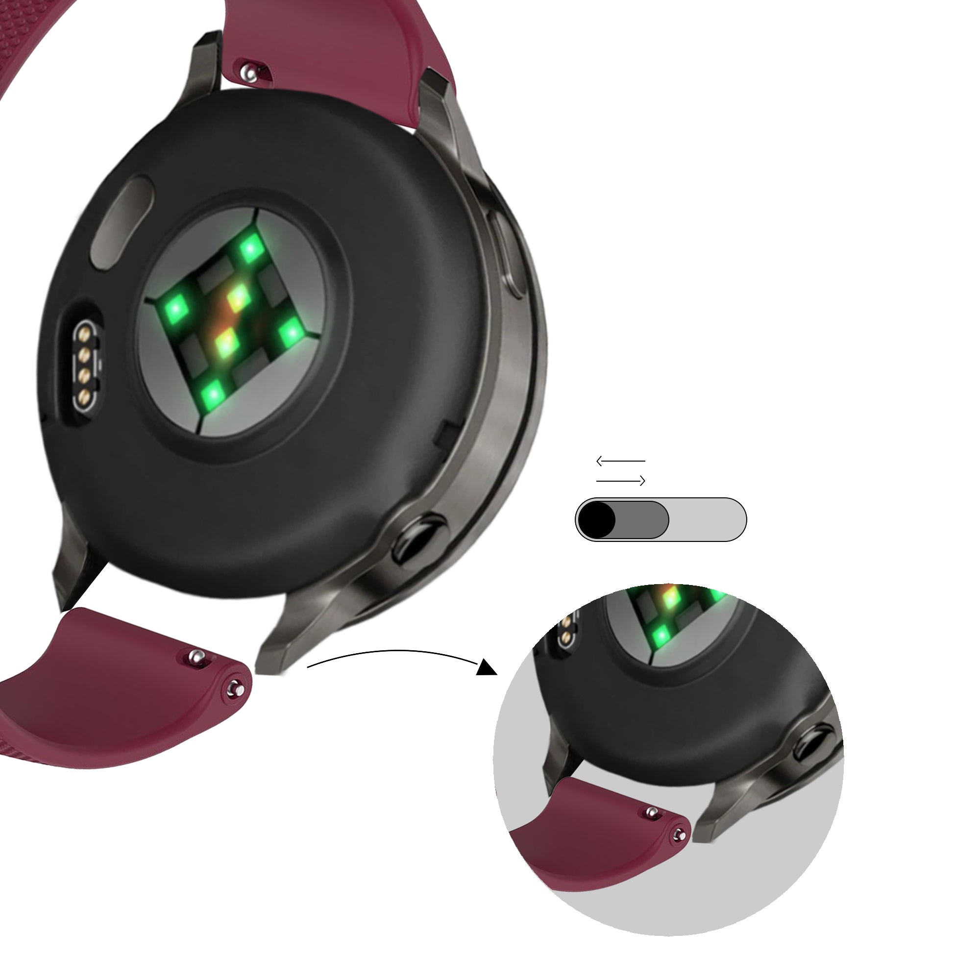 Bandz Garmin Vivomove HR Silicone Strap 'Premium' (Wine Red)