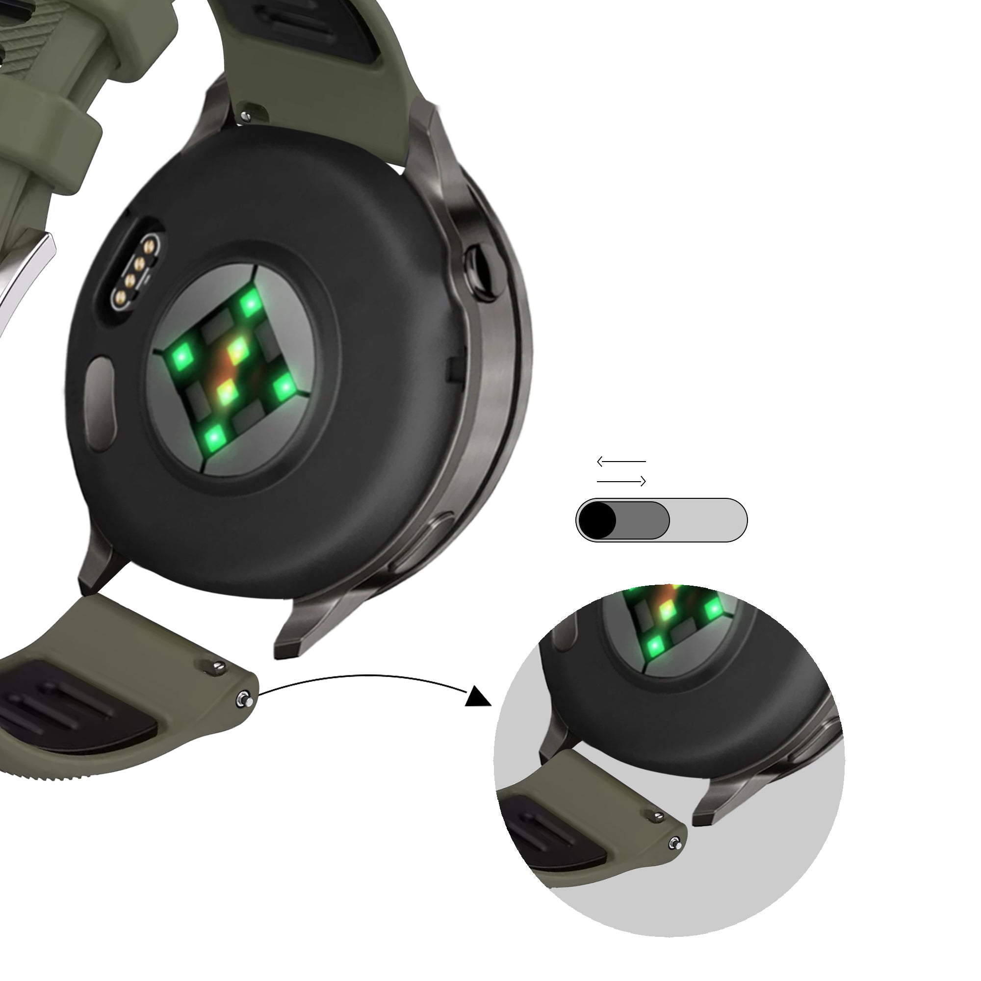 Bandz Garmin Venu 3s sport band met gesp (olijfgroen/zwart)