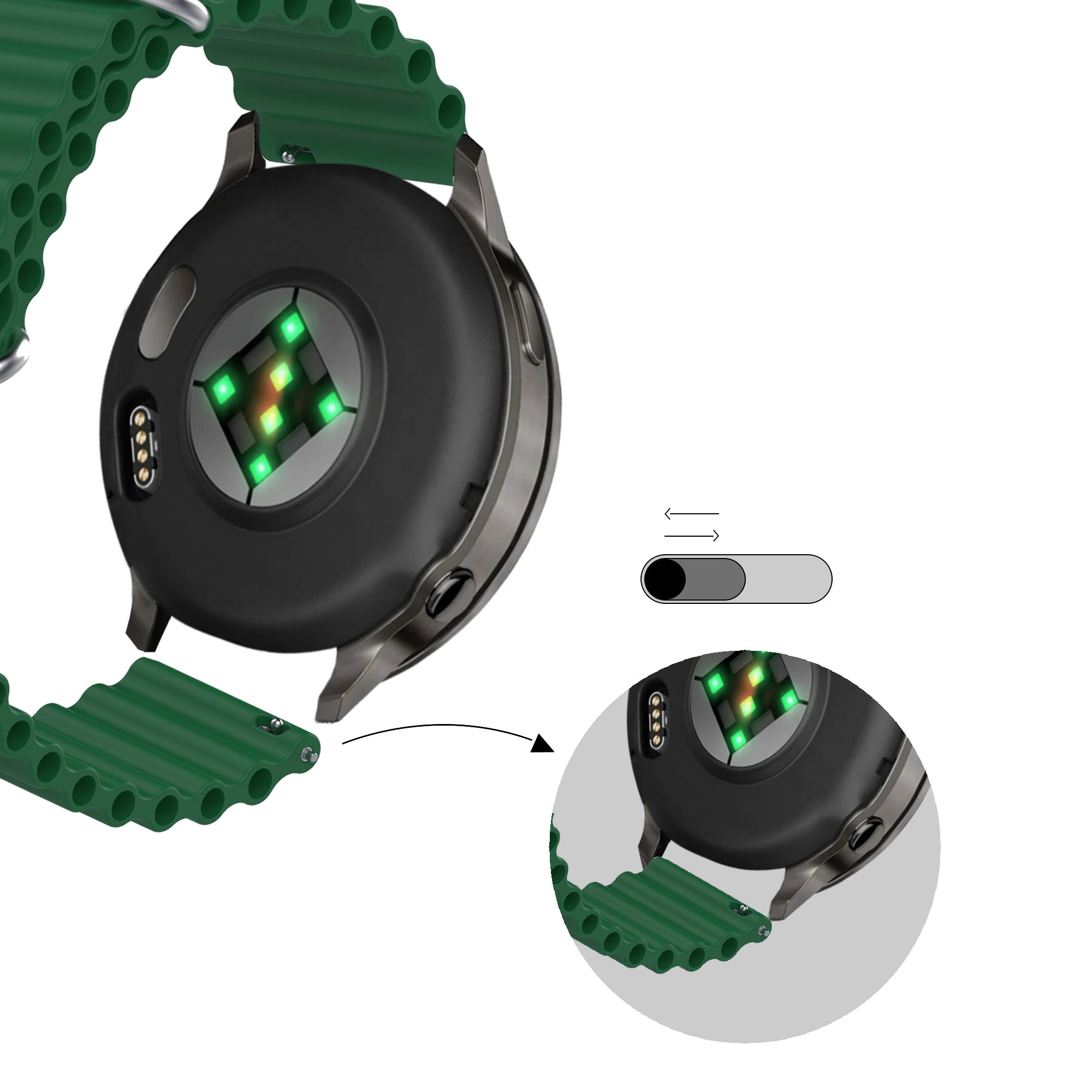 Bandz Garmin Forerunner 570 - 42mm ocean bandje 'Classic' (groen)