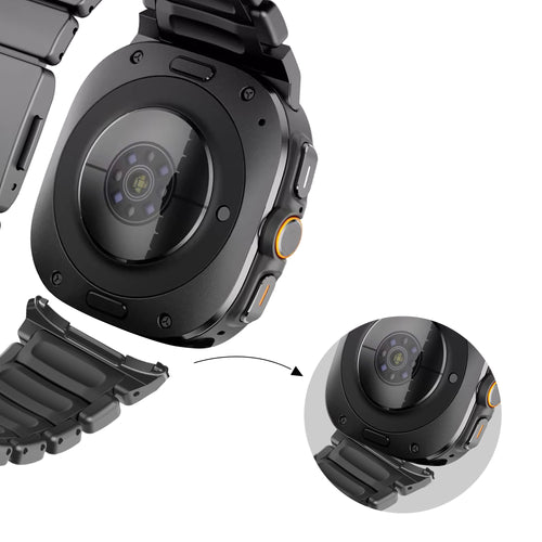 Bandz Samsung Galaxy Watch Ultra 2 titanium band 'Hybrid' (zwart)