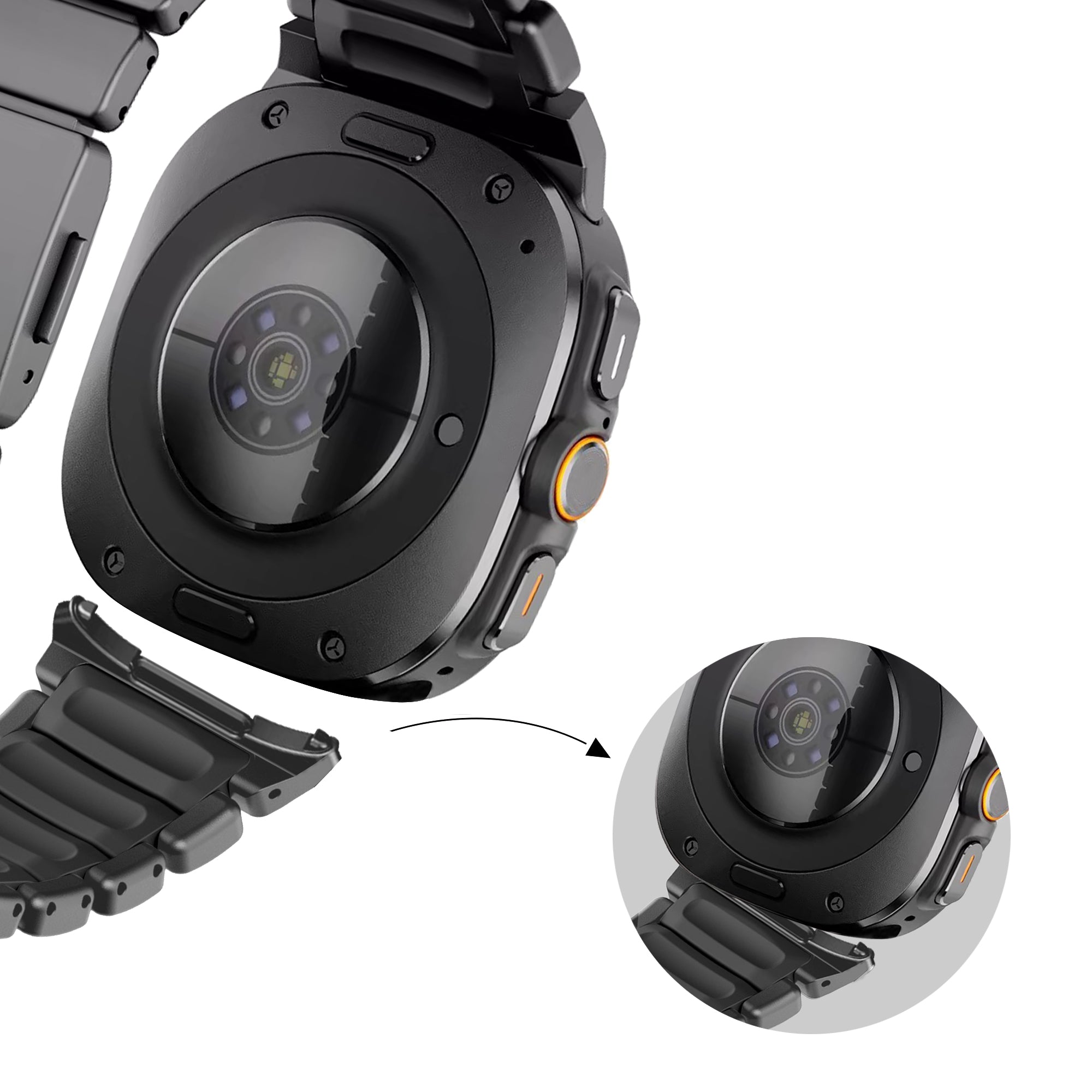 Bandz Samsung Galaxy Watch Ultra 2 titanium band 'Hybrid' (zwart)