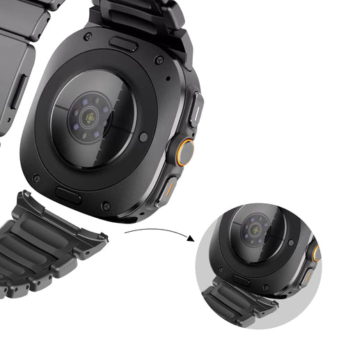 Bandz Samsung Galaxy Watch Ultra 2 titanium band 'Hybrid' (zwart)
