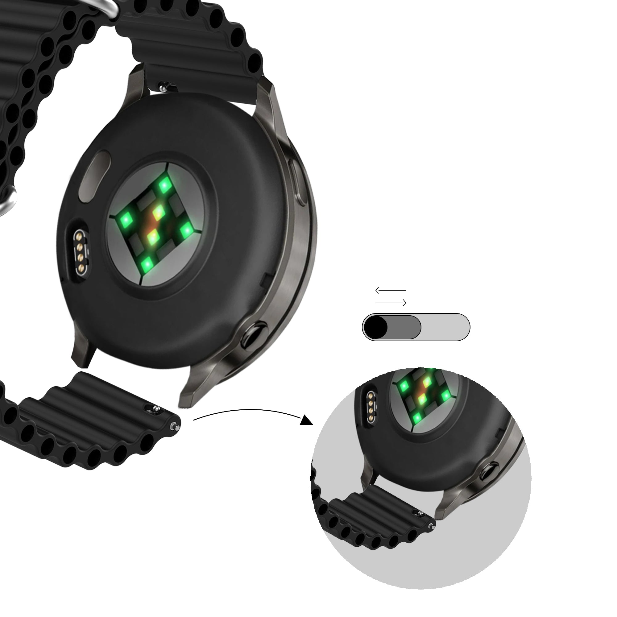 Bandz Garmin Approach S40 ocean bandje 'Classic' (zwart)