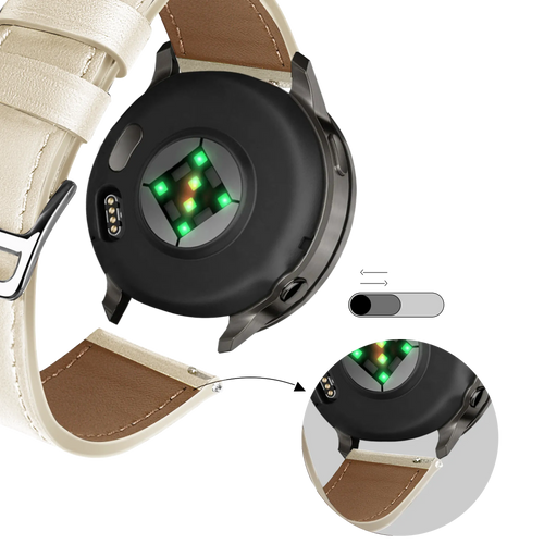 Bandz Garmin Approach S42 lederen band 'Deluxe' (beige)