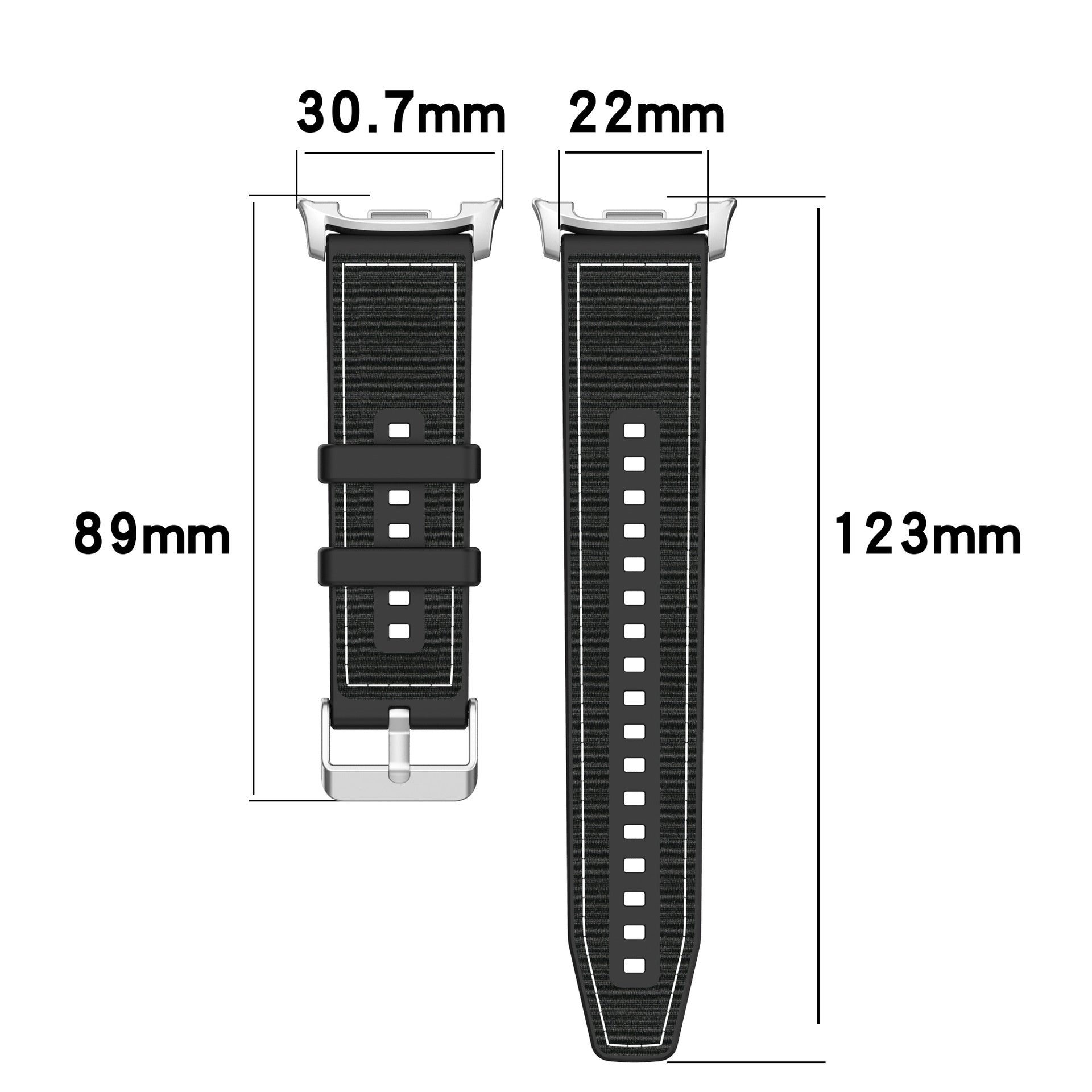 Samsung Galaxy Watch 8 Classic nylon hybrid bandje (zwart)