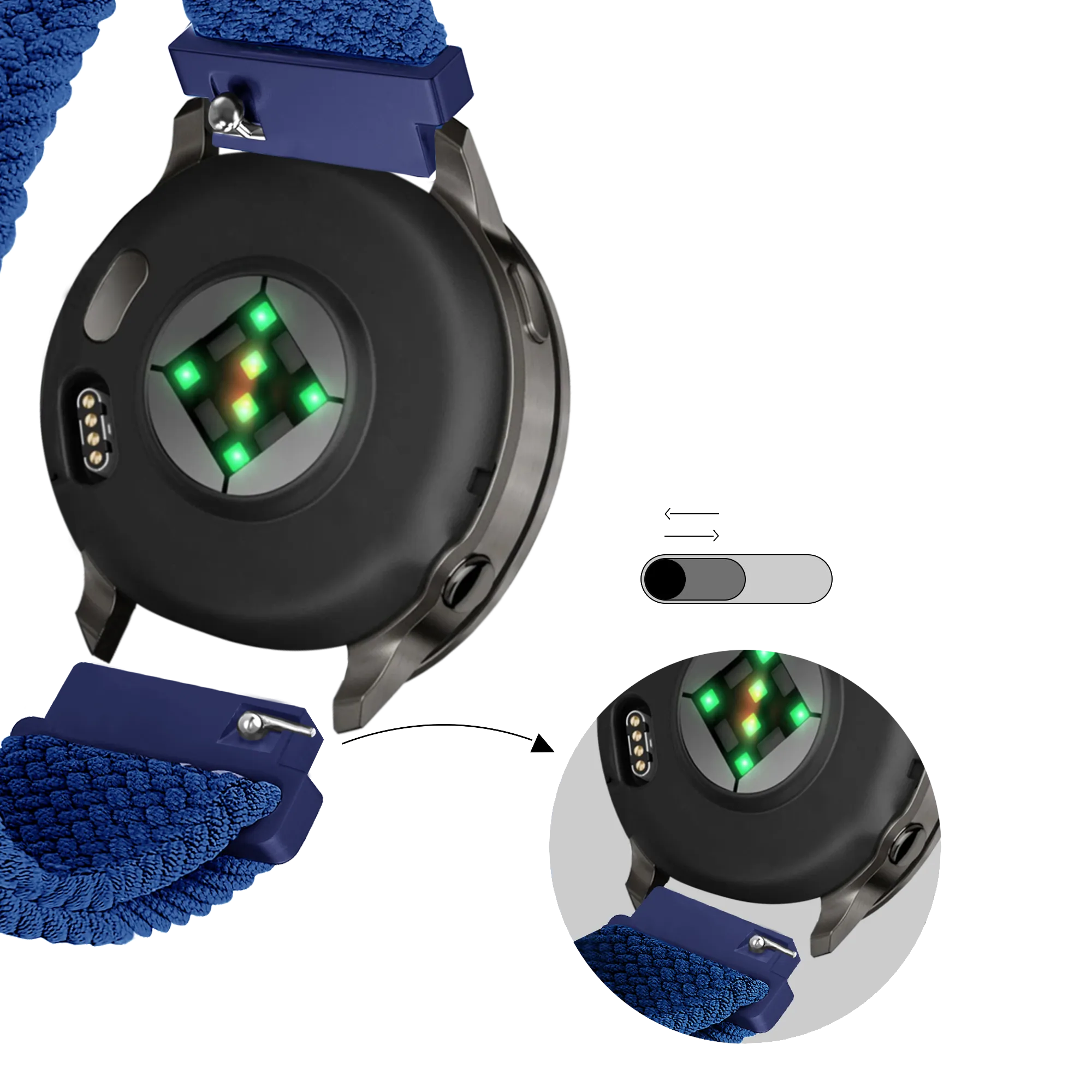 Bandz Garmin Forerunner 265s verstelbare nylon band (blauw)