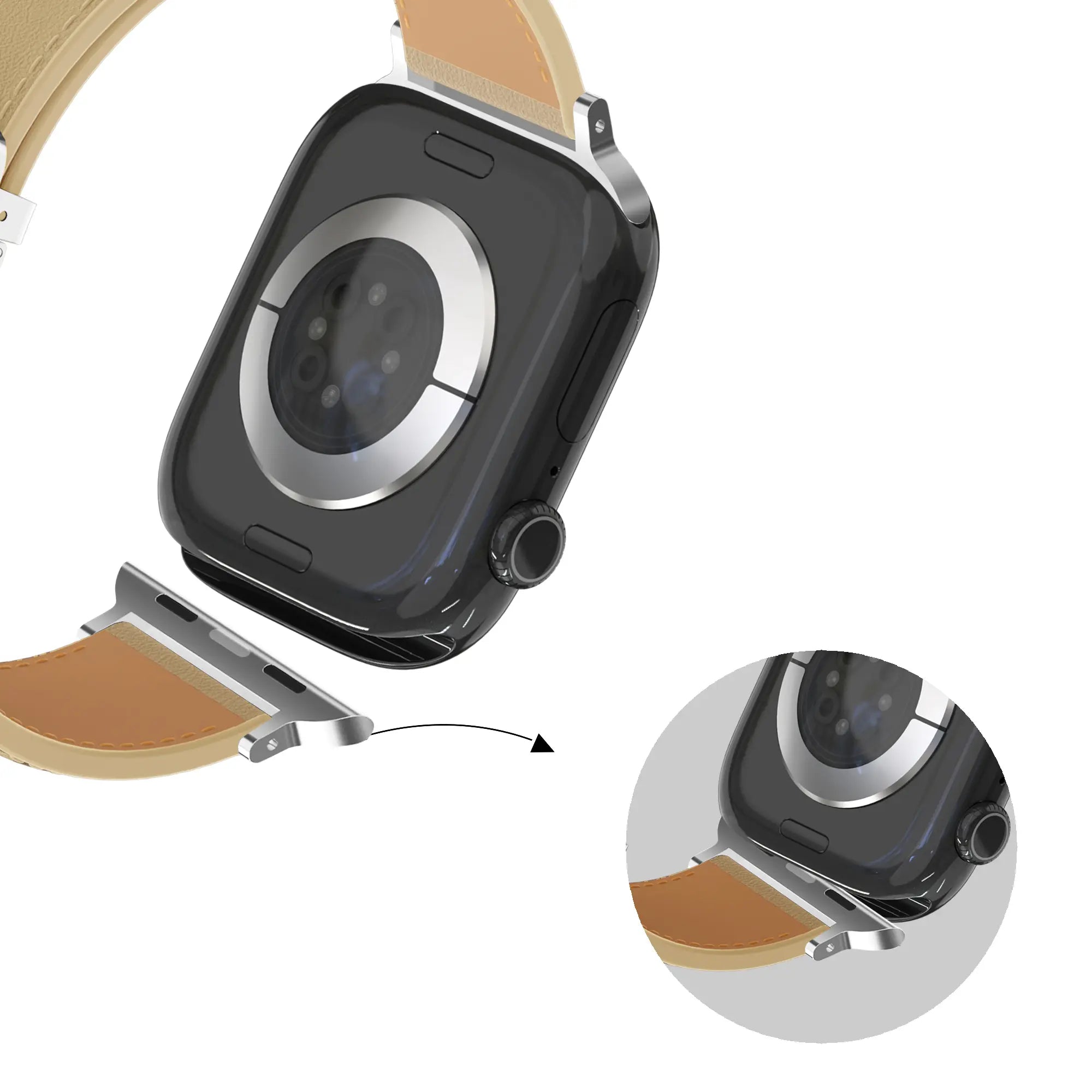 Bandz Apple Watch Lederen band 'D-Type' (creme)