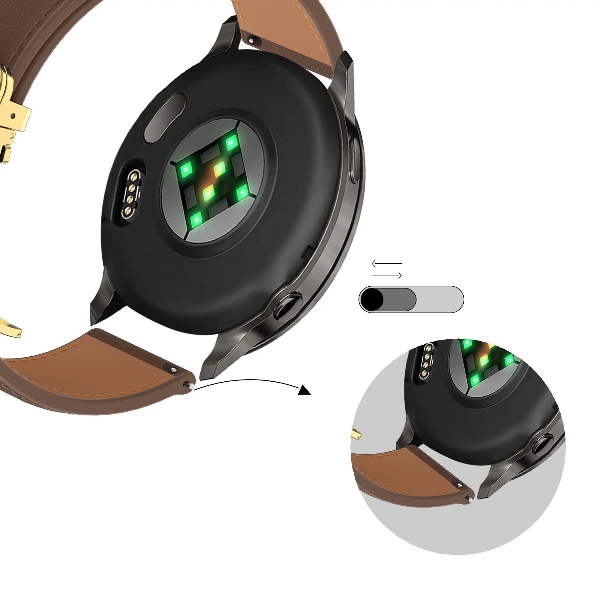 Bandz Garmin Forerunner 55 Lederen band 'D-Type' (donkerbruin)