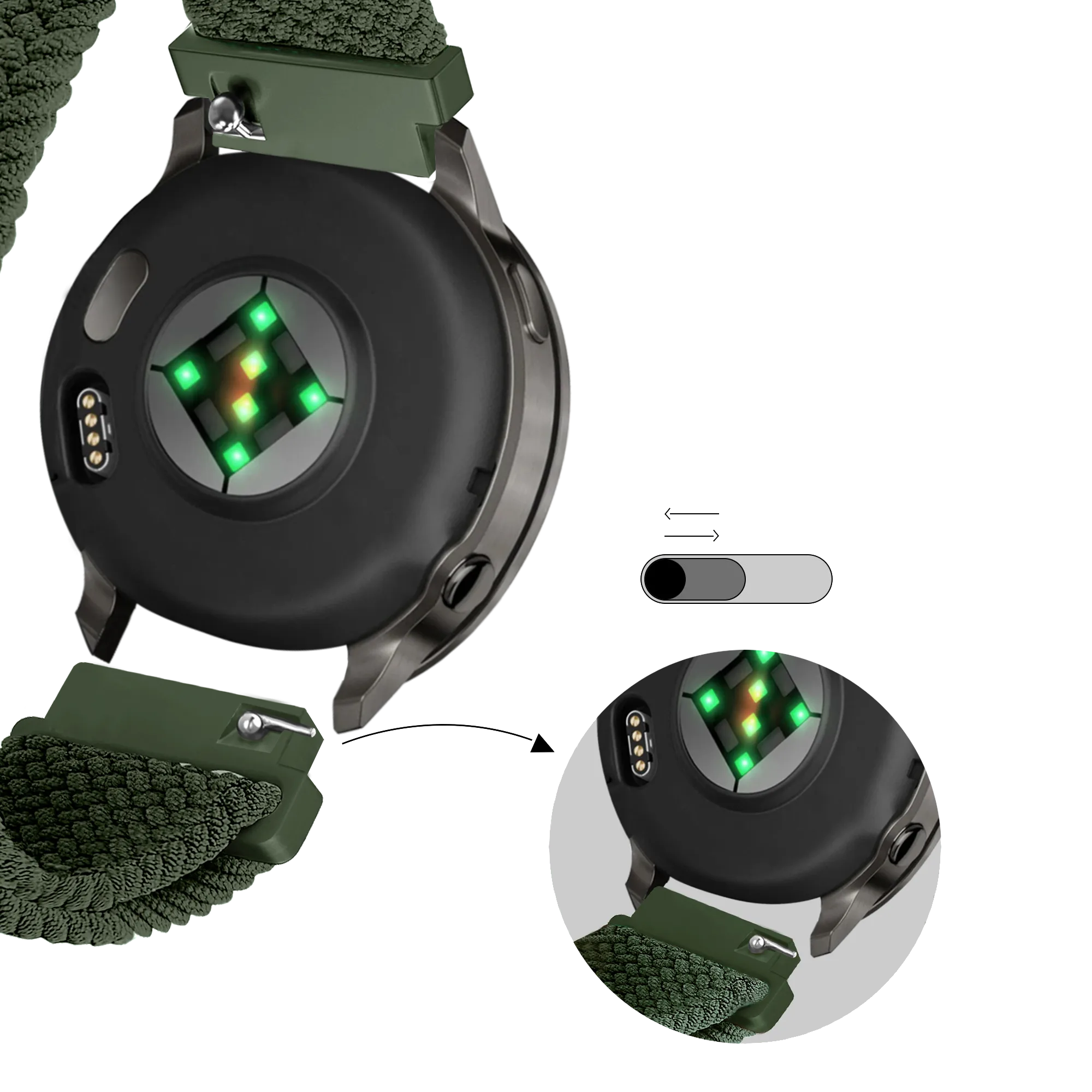 Bandz Garmin Venu 2s verstelbare nylon band (groen)