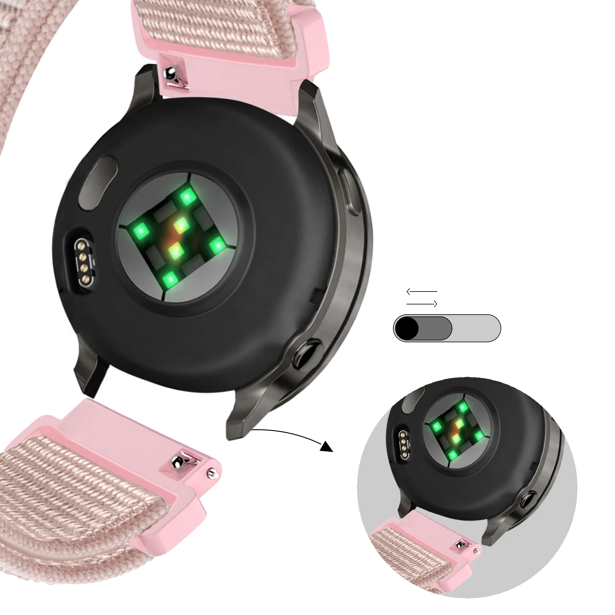 Bandz Garmin Venu 3s nylon loop band (rosé goud)