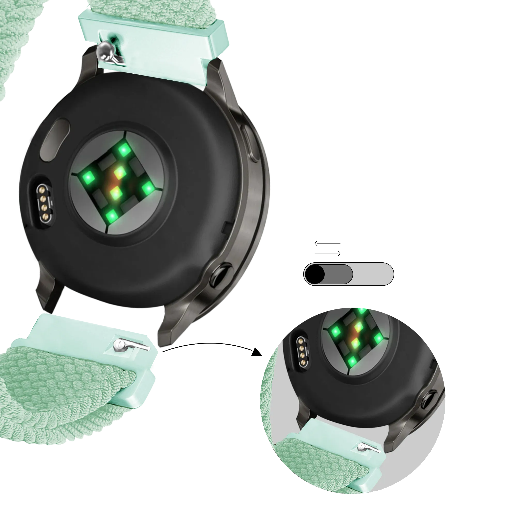 Bandz Garmin Vivoactive 4s verstelbare nylon band (turquoise)