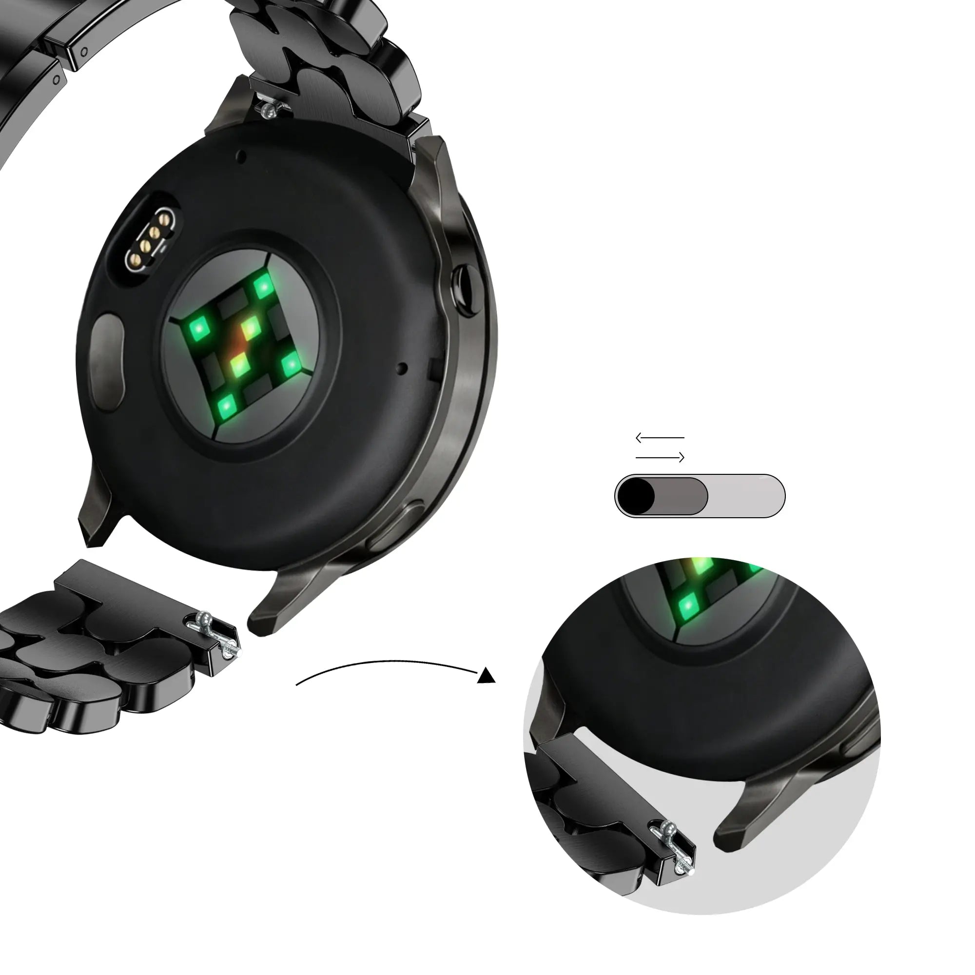 Bandz Zenwatch Venice Pro stalen band 'Oval' (zwart)
