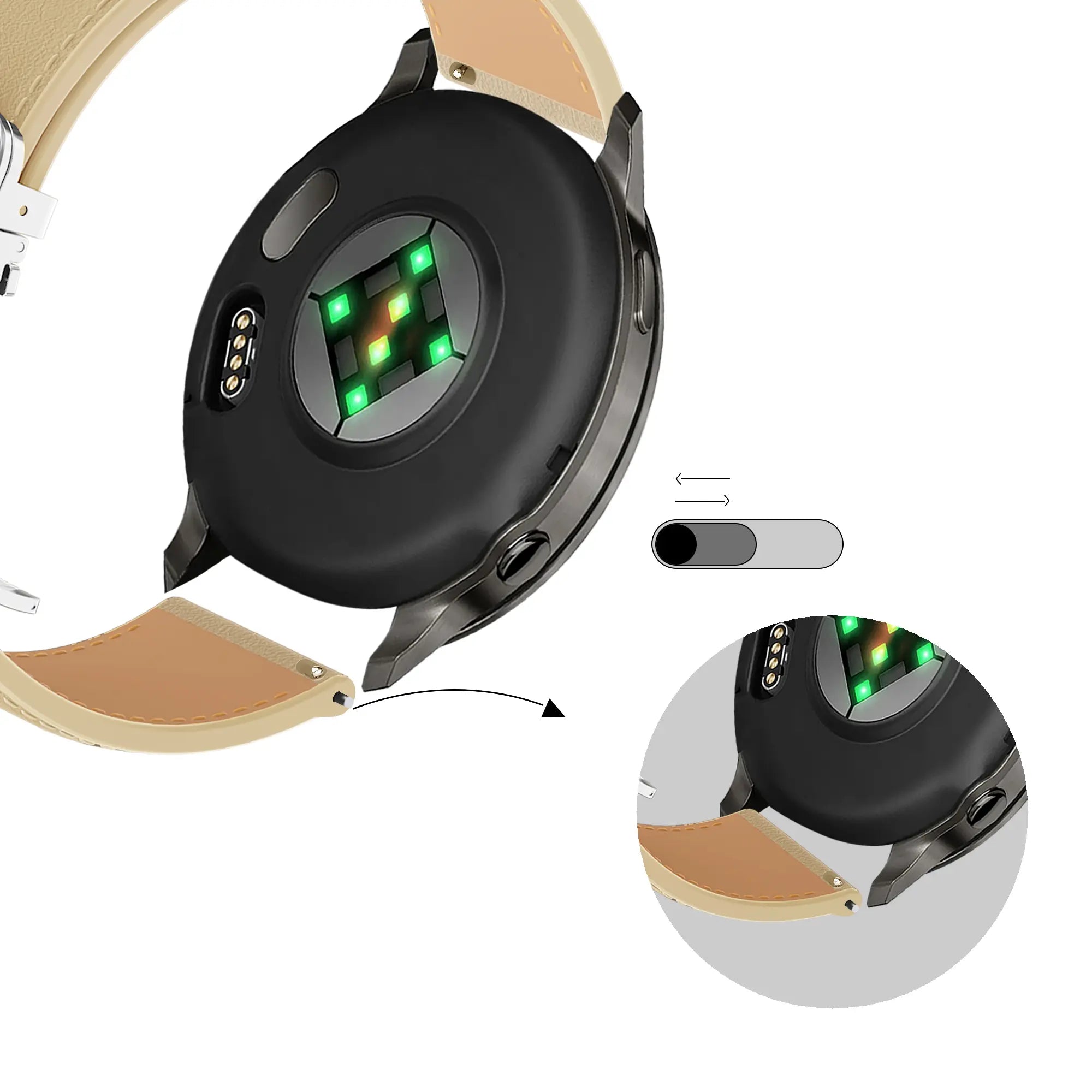 Bandz Levowatch F3 Lederen band 'D-Type' (creme)