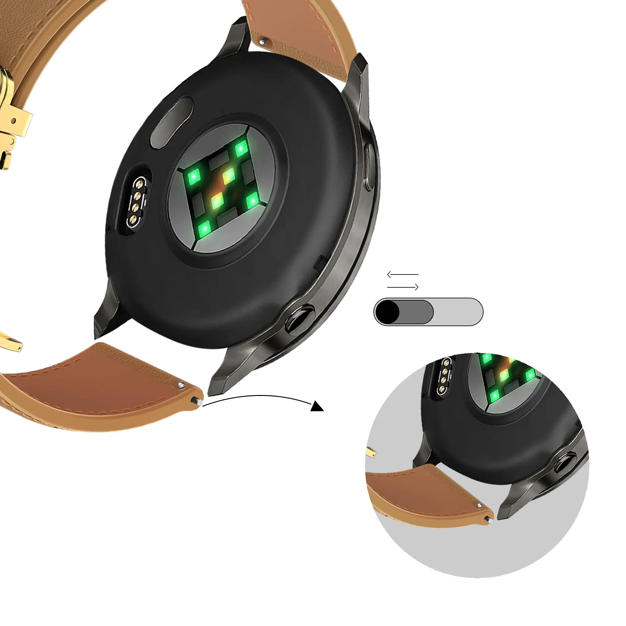 Bandz Levowatch F3 Lederen band 'D-Type' (milk tea)