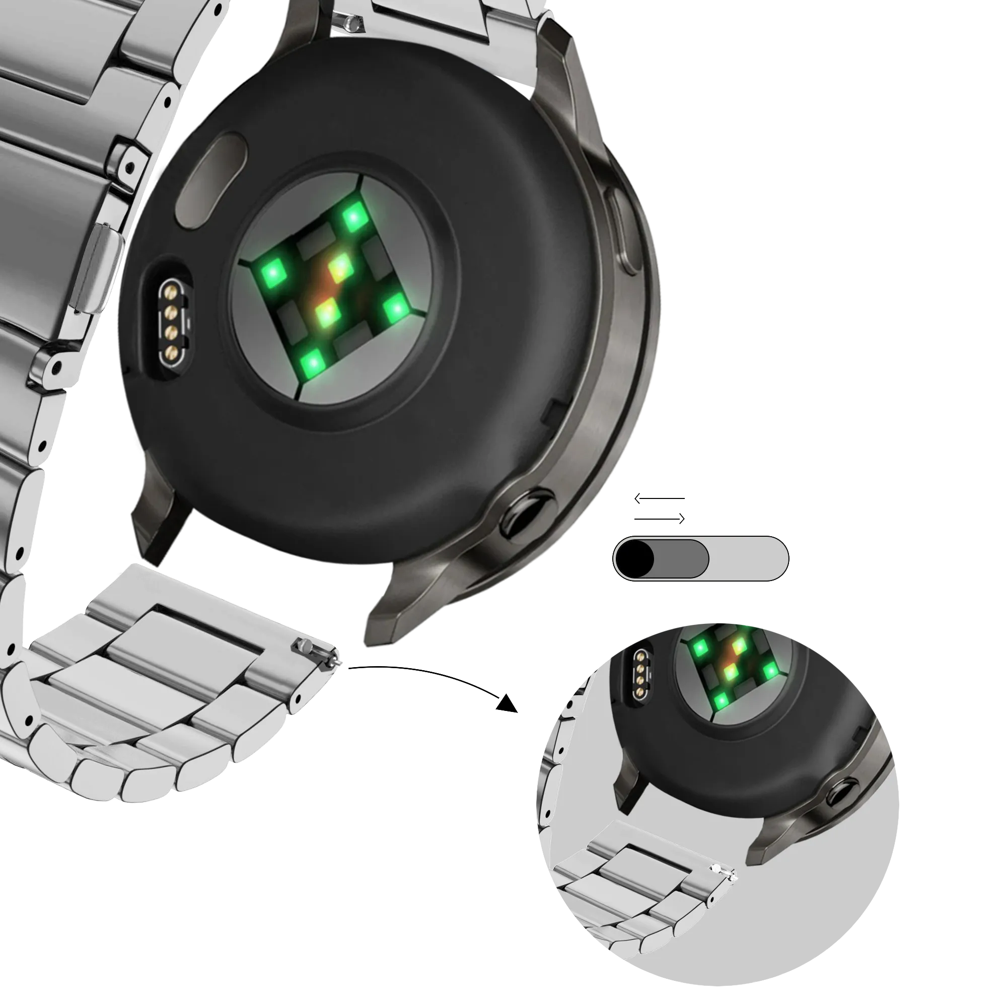 Bandz Garmin Venu 3s stalen band 'Classic' (zilver)