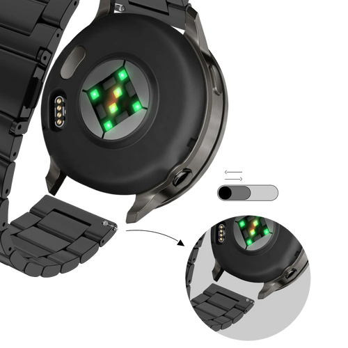 Bandz Garmin Forerunner 265s stalen band 'Classic' (zwart)