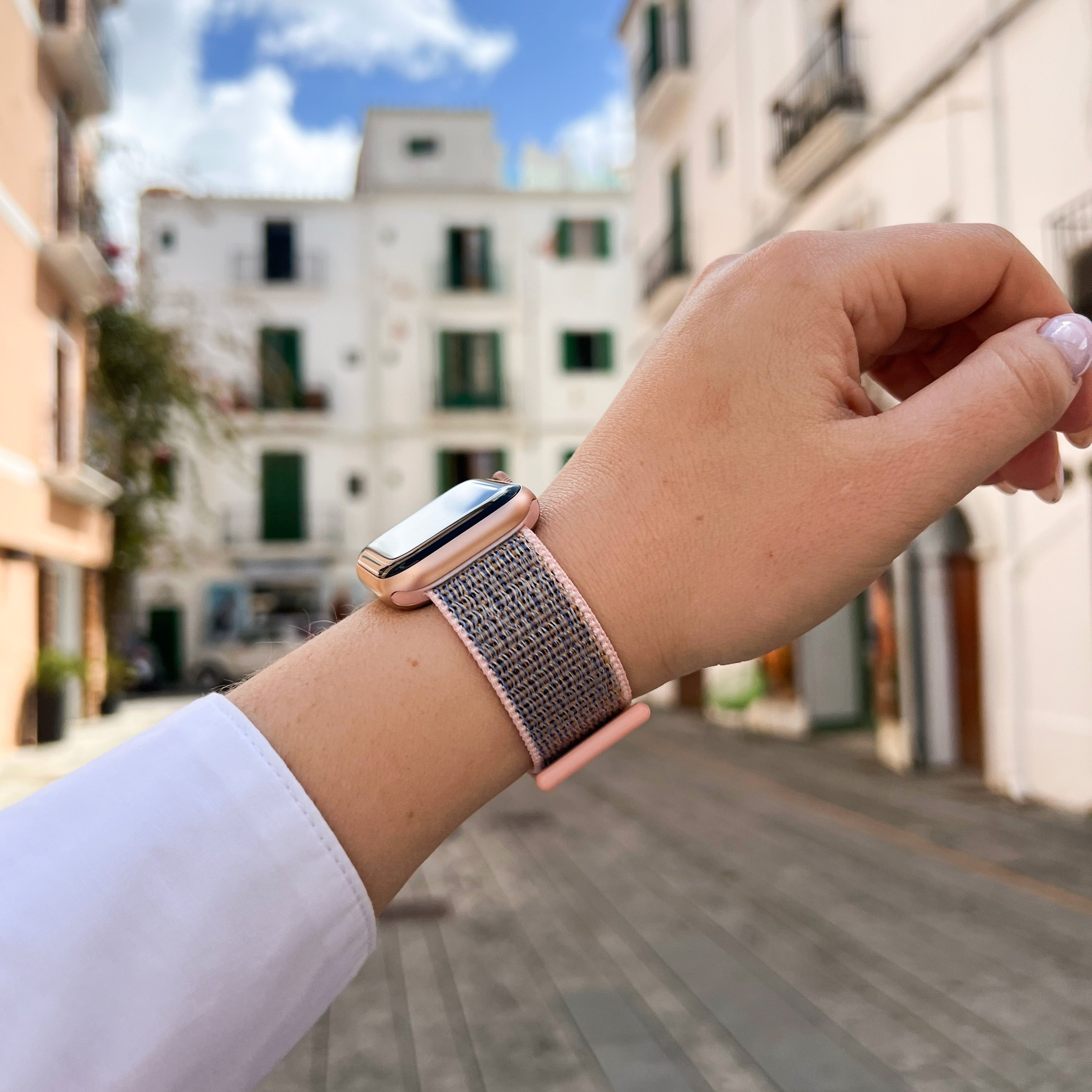 Apple Watch nylon bandje (pink sand)  