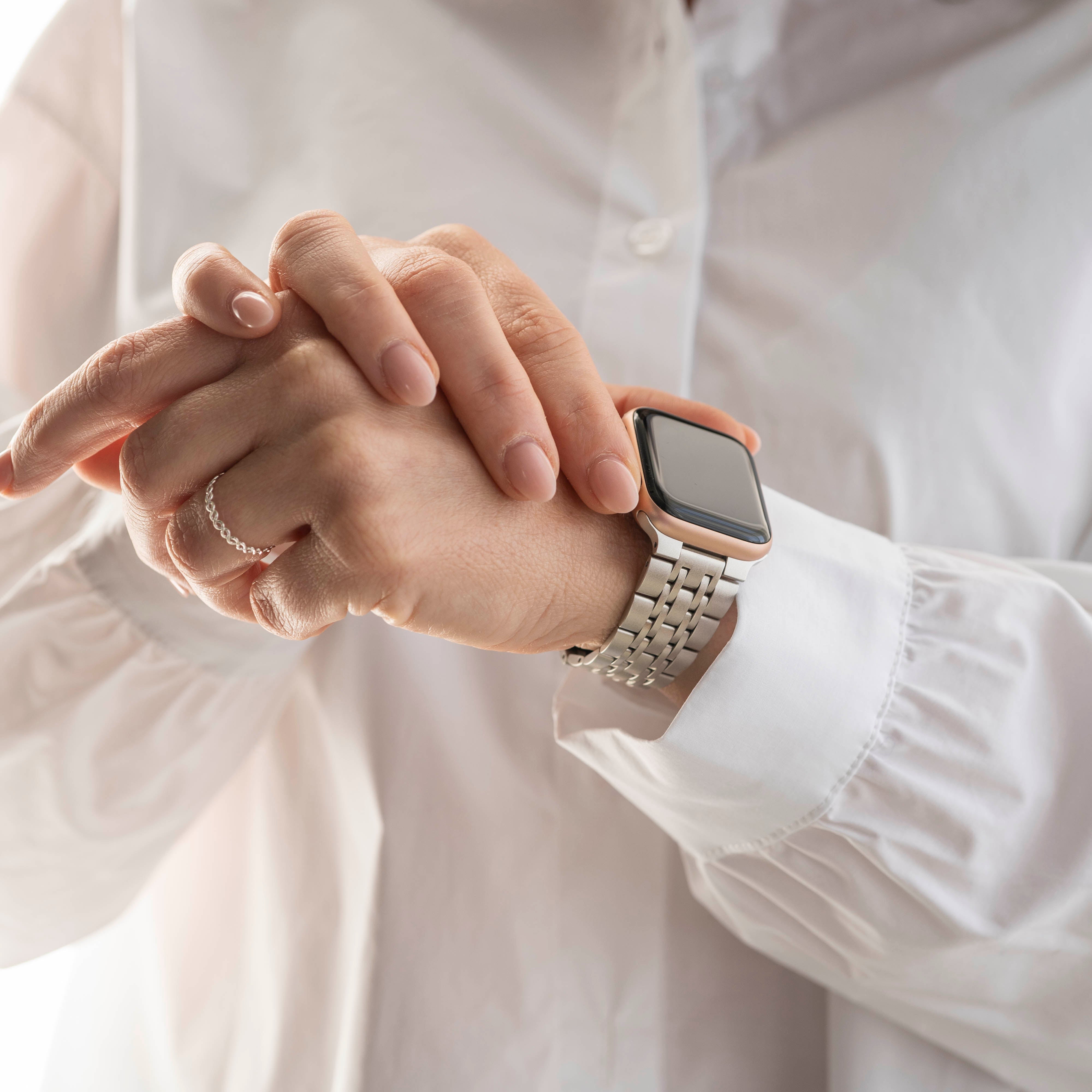 Apple Watch luxe stalen schakel band (sterrenlicht)