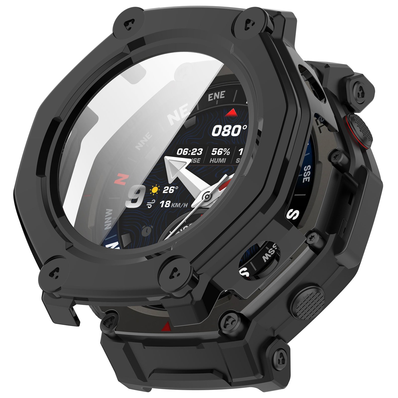 Amazfit T-Rex 3 Pro - 48mm hard case met glas (zwart)