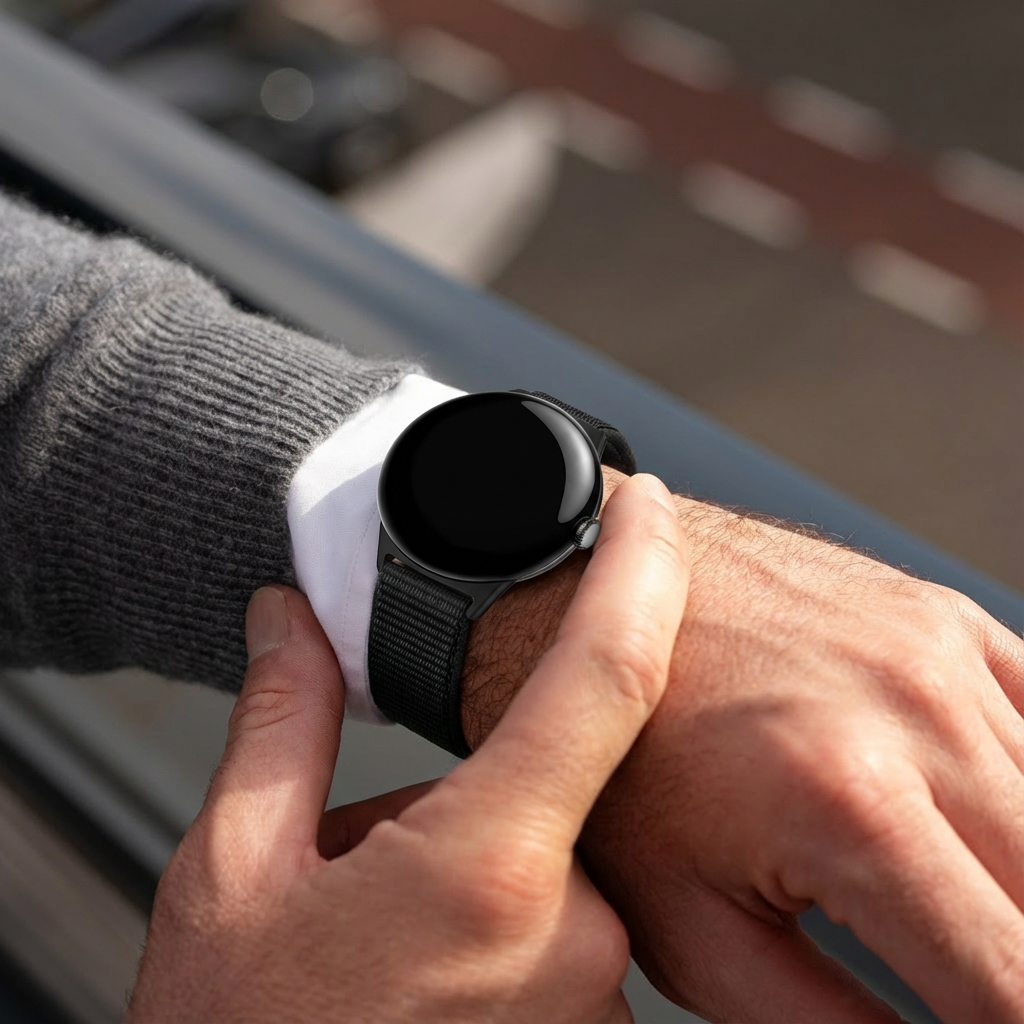 Google Pixel Watch 3 - 45mm nylon bandje (zwart)