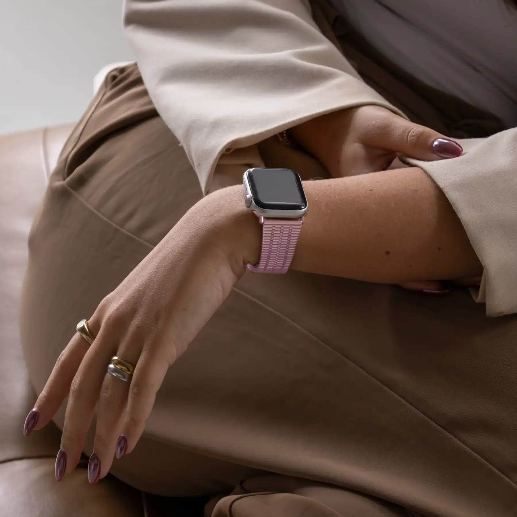 Apple Watch roestvrij stalen band (rosé pink)