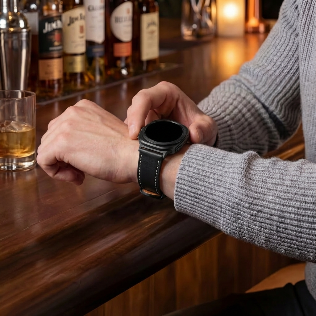 Samsung Galaxy Watch Ultra leren gesp band (zwart)