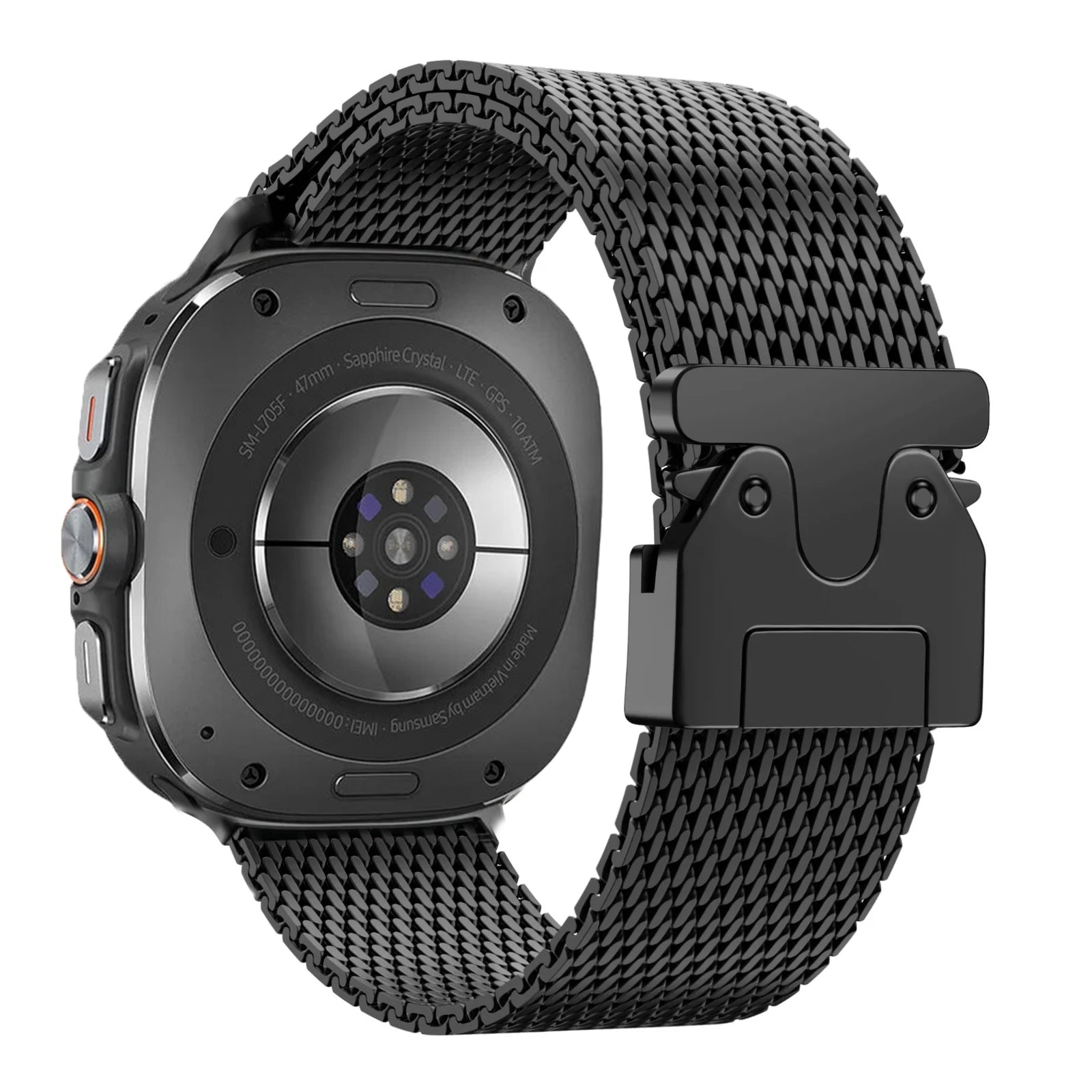 Samsung Galaxy Watch Ultra Milanese band met P-buckle (zwart)