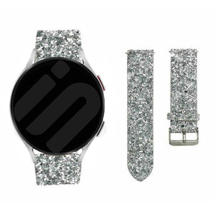 Amazfit Bip 3 (Pro) leren glitter bandje (zilver)