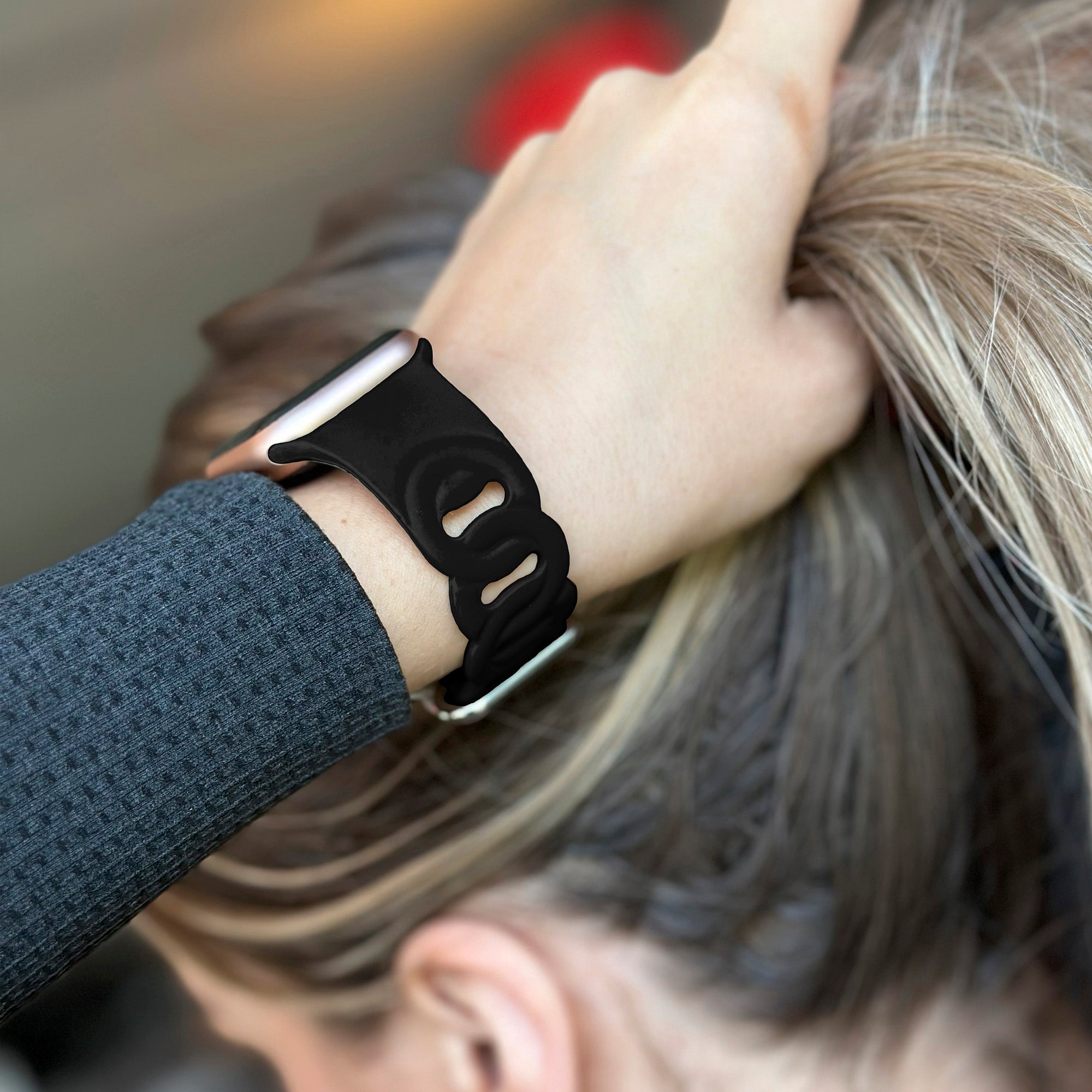 Apple Watch silicone chain band (zwart)