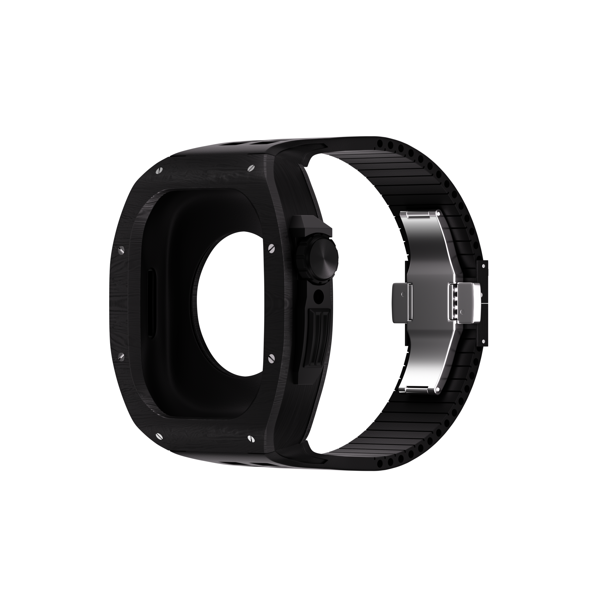 Reqior Apple Watch 45mm Polymer Case with Rubber Strap (Carbon Black)