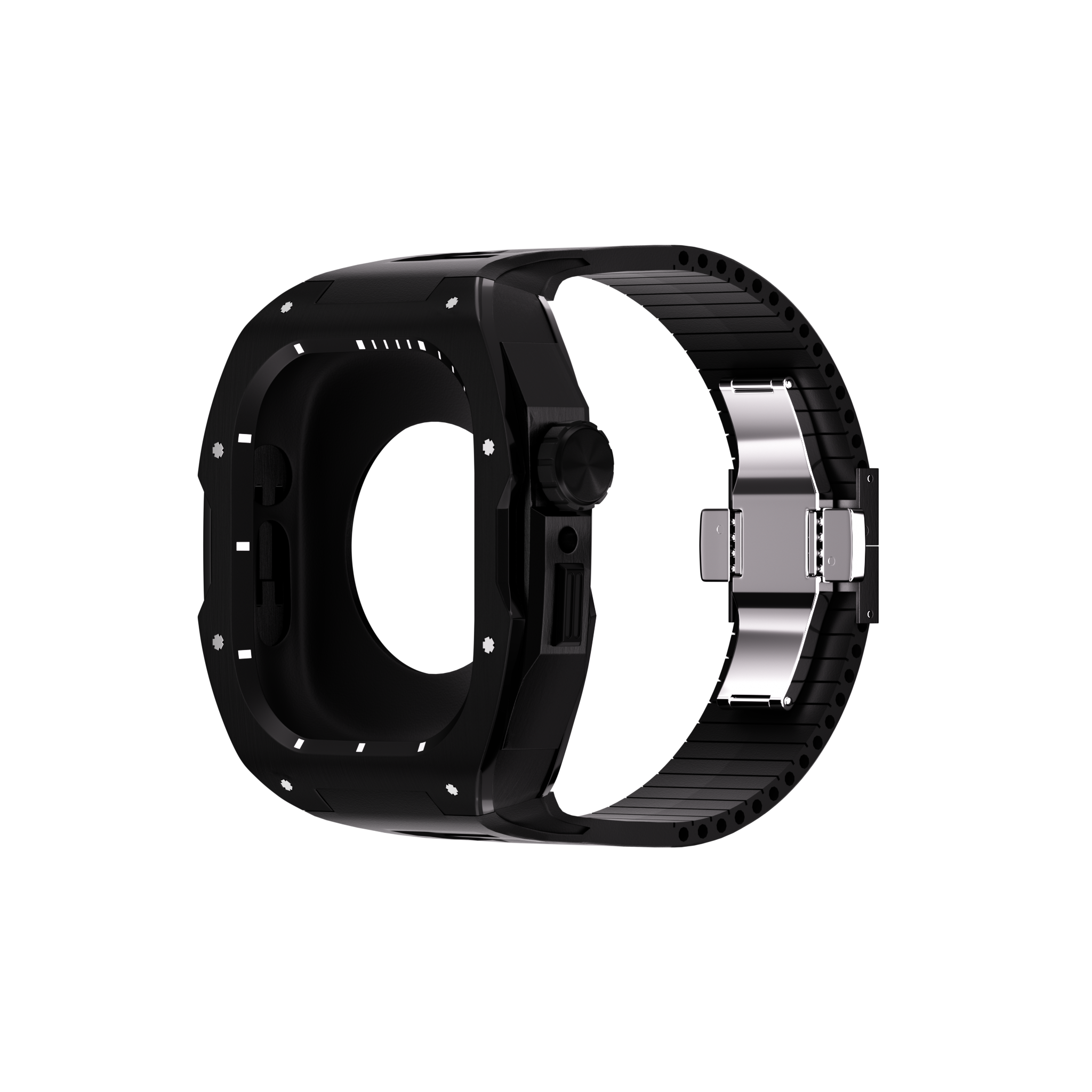 Reqior Apple Watch 45mm Case with Rubber Strap (Black)