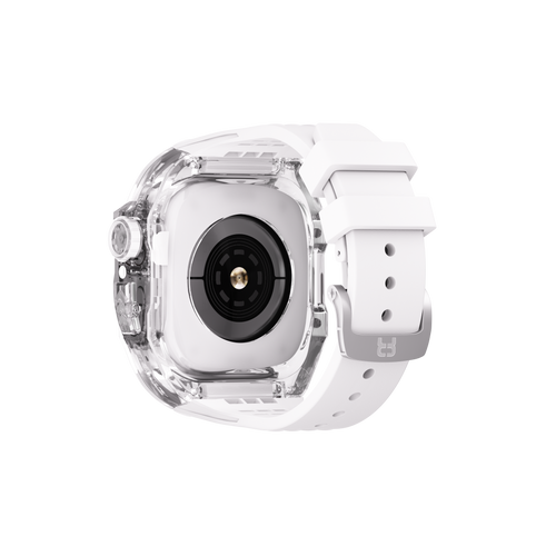 Reqior Apple Watch 45mm polymer case met rubberen band (transparant)