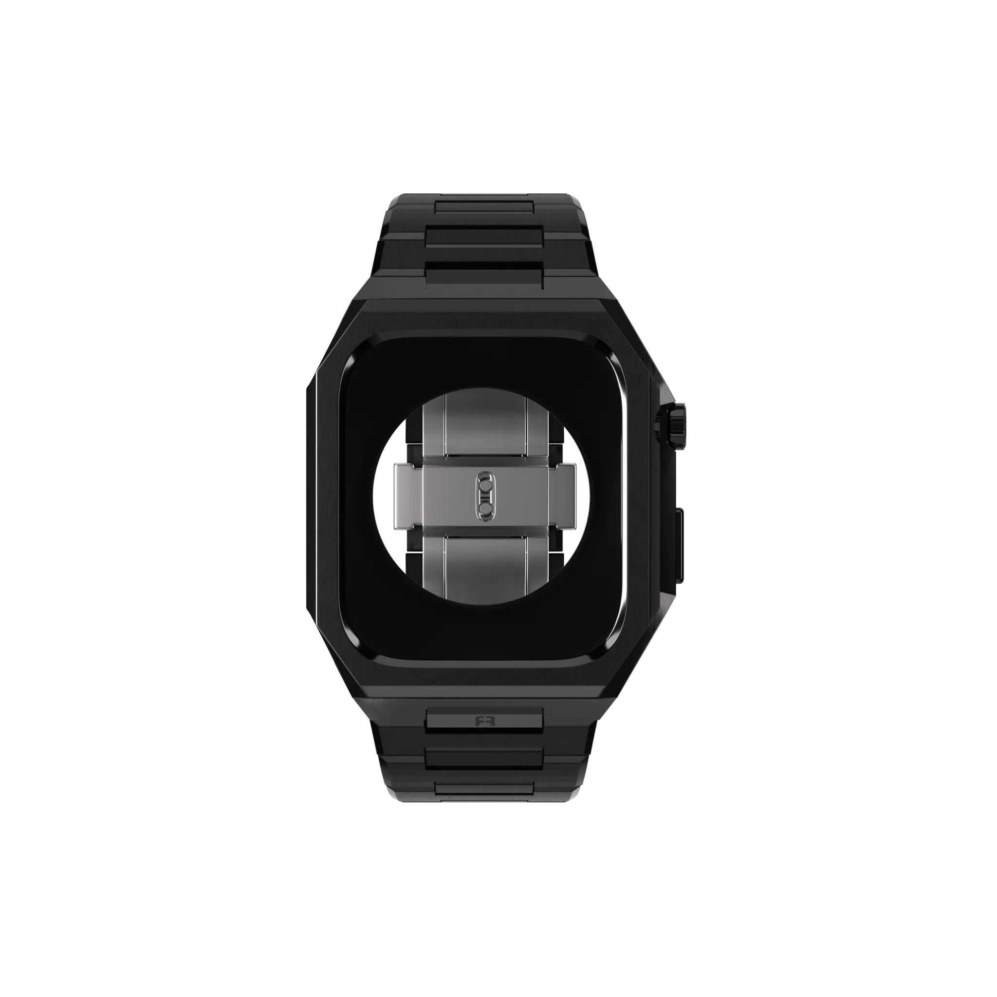 Reqior Apple Watch 45mm case met stalen band 'Nautilus' (zwart)