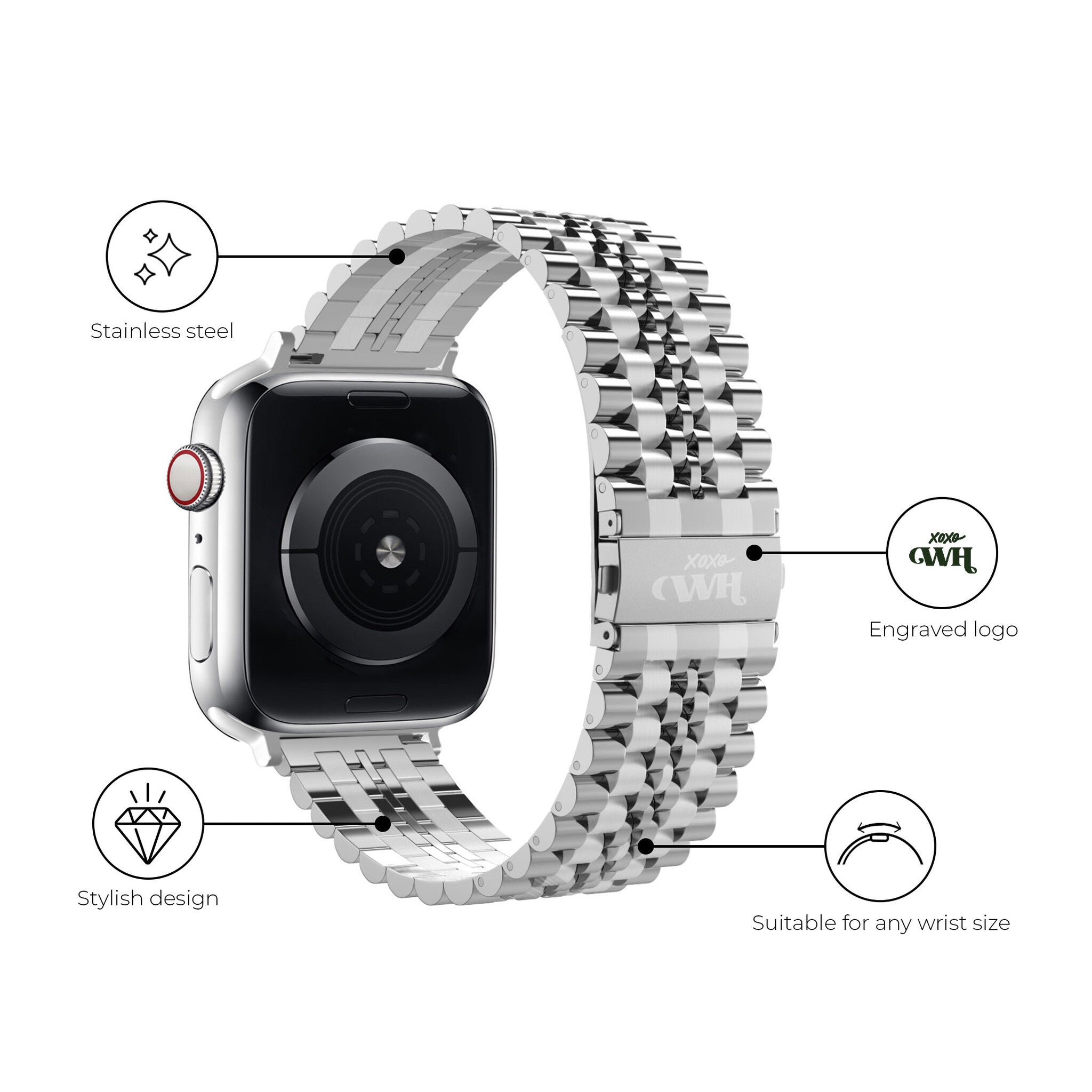 xoxo Wildhearts Apple Watch stalen bandje (zilver)